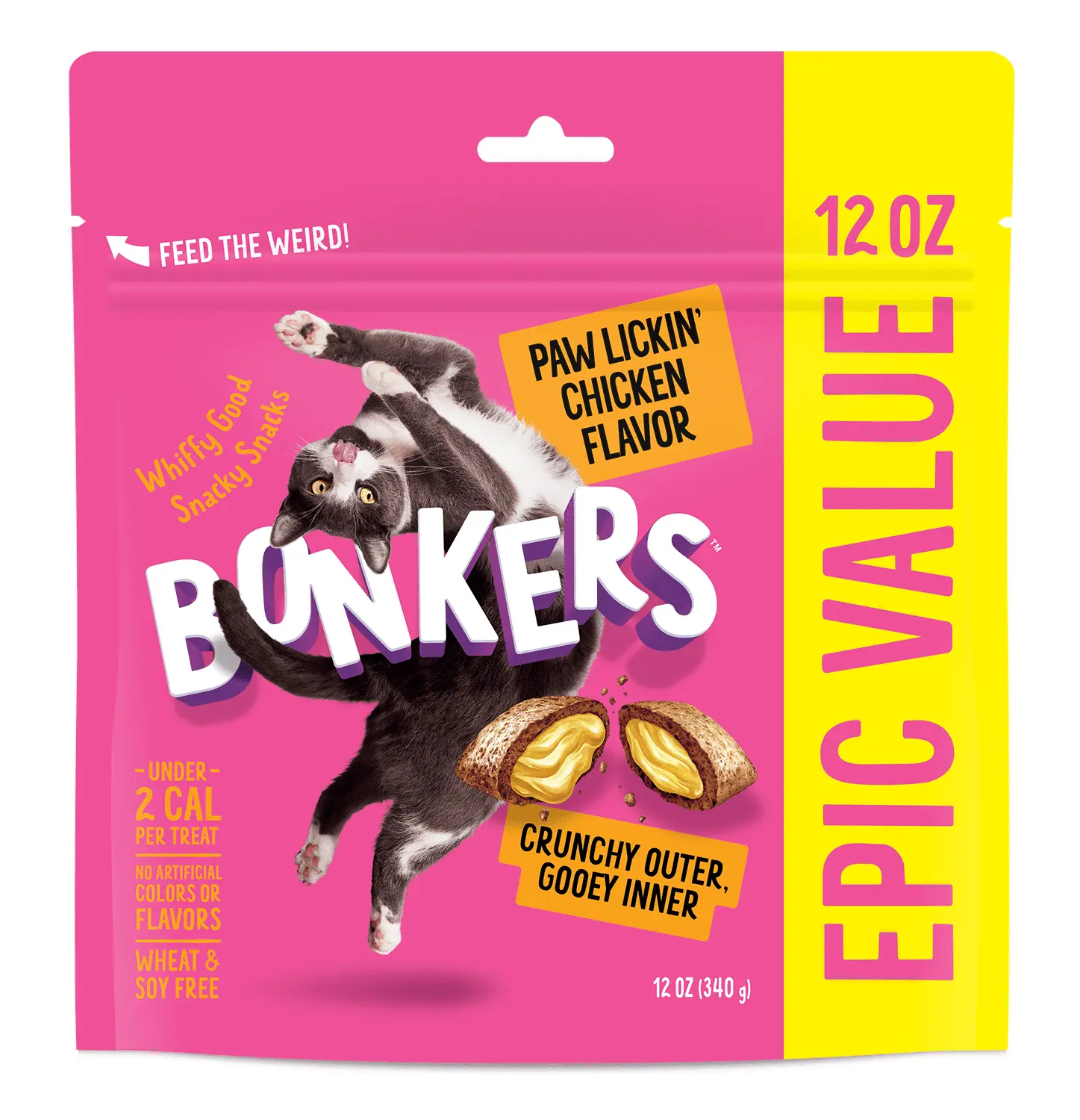 Bonkers Crunchy and Soft Cat Treats Paw Lickin' Chicken Flavor 12oz