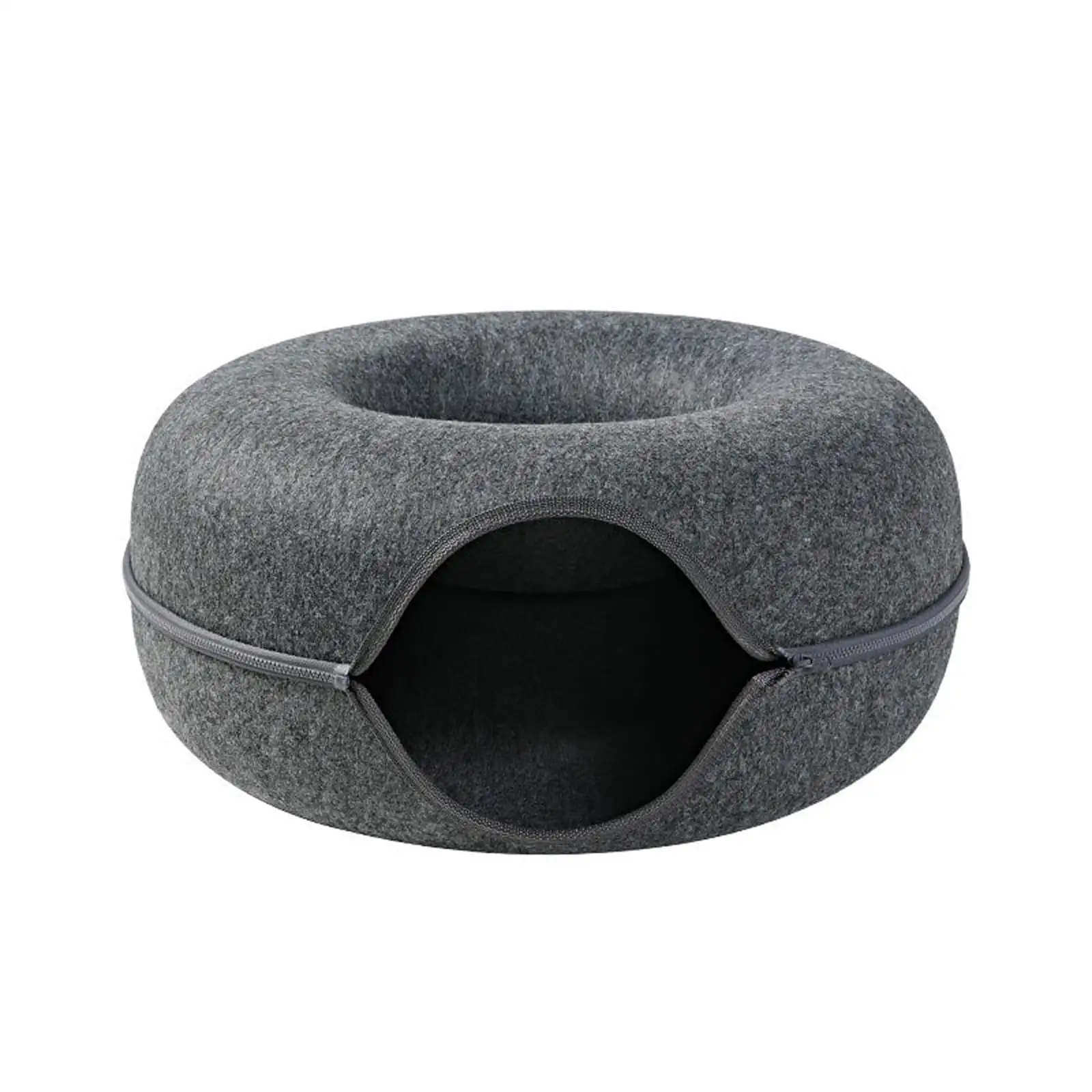 Brother Teddy Cat Tunnel Bed.Cozy Cat Tunnel Bed and Dog Cave.Spacious Indoor Cat Bed for Peekaboo Fun.Detachable Round Felt. Washable Interior.Perfect for Small Dogs Too! Dark Gray S