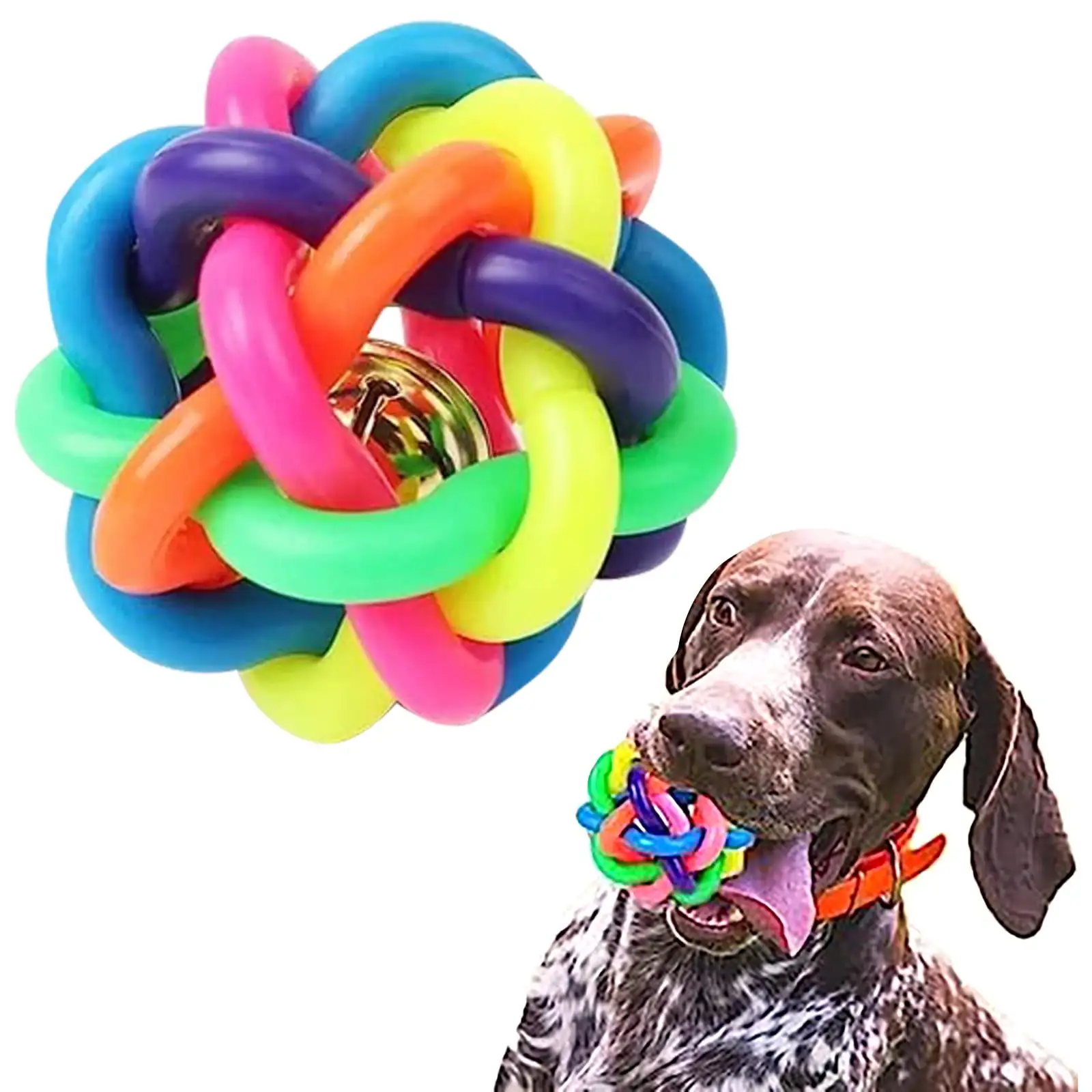 Brother Teddy Colorful Bell Ball Squeaky Dog Toys for Aggressive Chewers Dog Squeaky Toys for Aggressive Chewers .Dog Catch and Fetch. Large Medium Small Dog and Puppies 9.5Cm/3.7