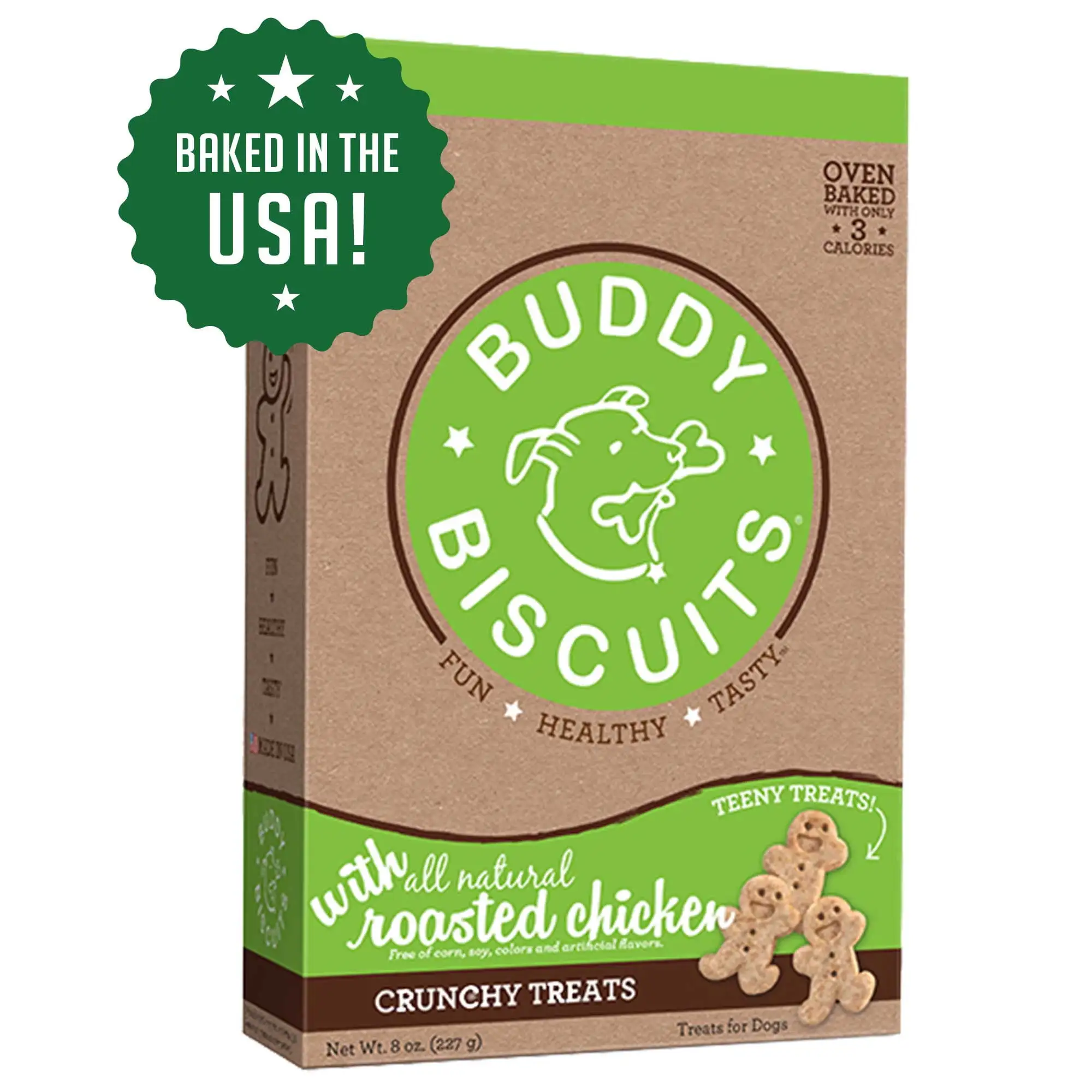 Buddy Biscuits TEENY Oven-Baked Whole Grain Crunchy Dog Treats with Roasted Chicken - Made in the USA - 8 oz.