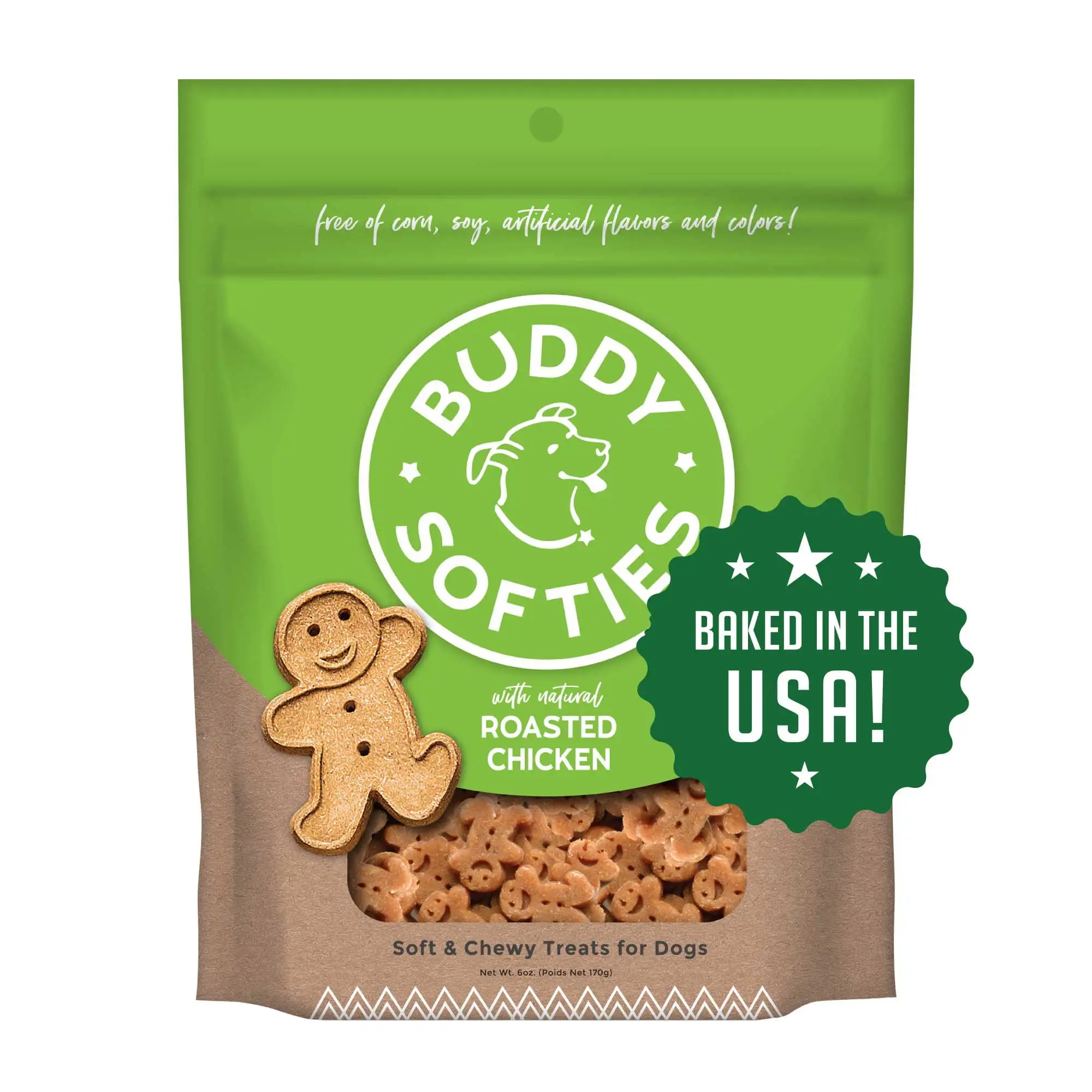 Buddy Biscuits Whole Grain Soft & Chewy Dog Treats with Roasted Chicken - - 6 oz.