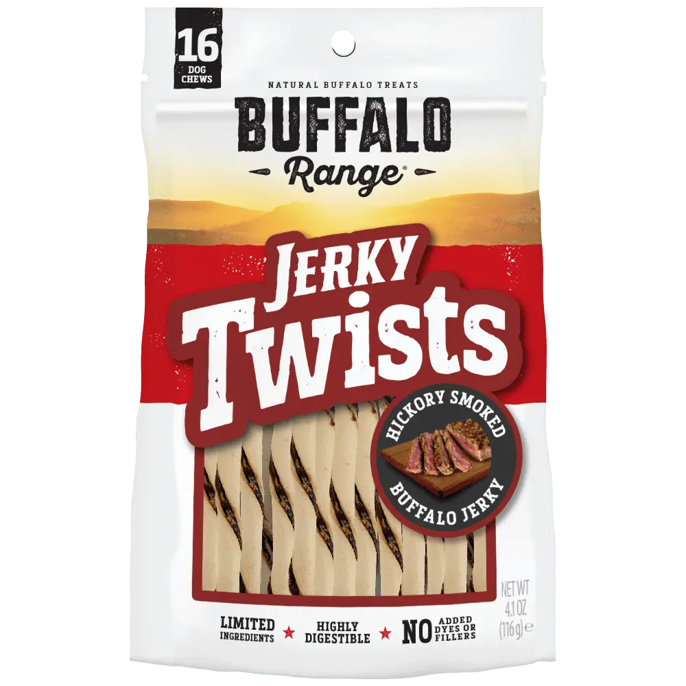 Buffalo Range Hickory Smoked Rawhide Jerky Twist Dog Treats -16 Ct.