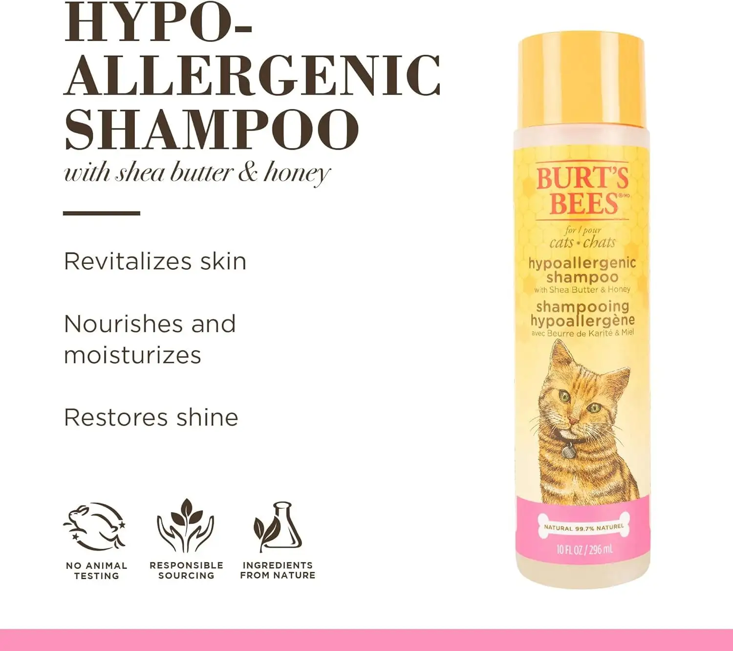 Burt's Bees Natural Cat Care Hypoallergenic Shampoo with Shea Butter and Honey