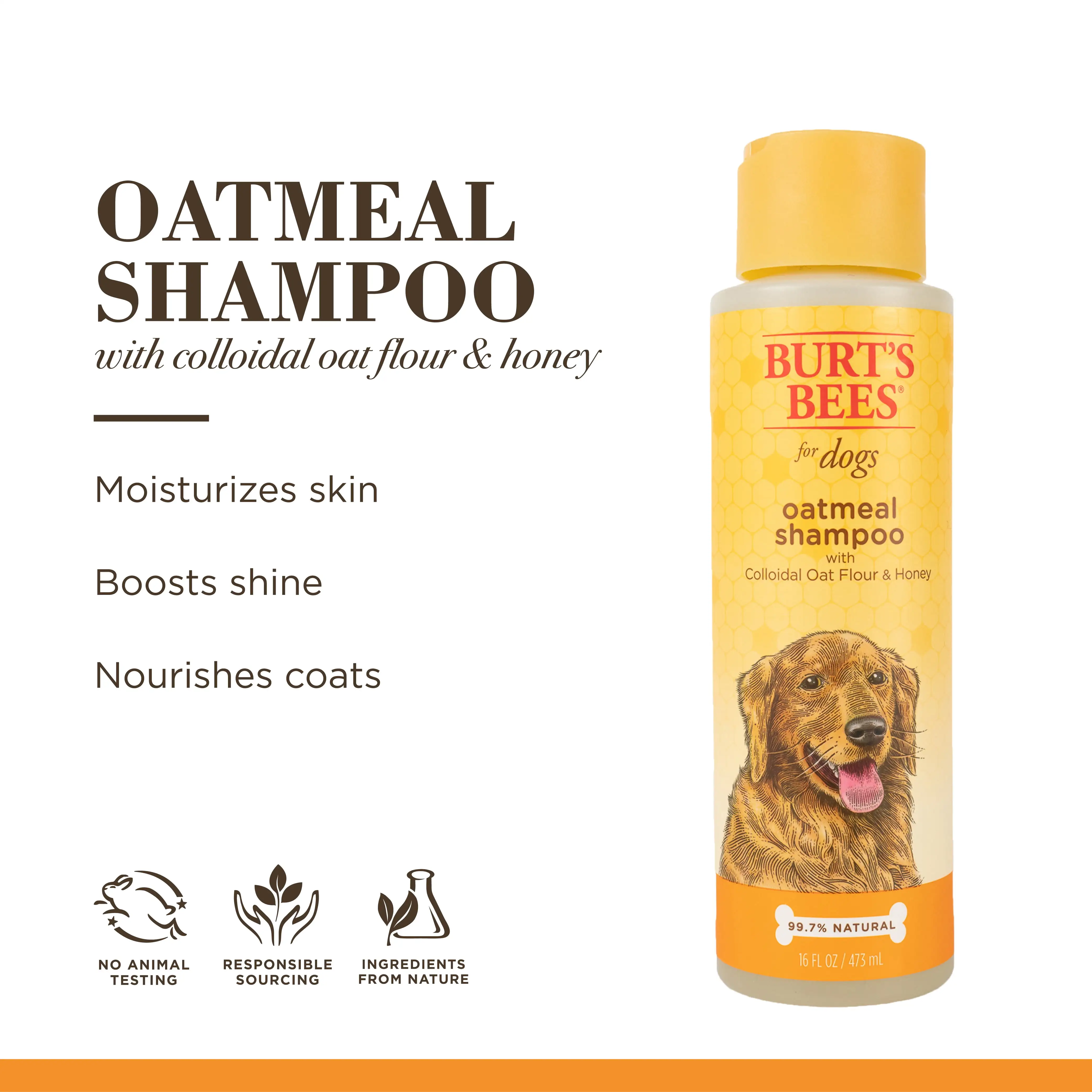 Burt's Bees Natural Pet Care Oatmeal Dog Shampoo with Colloidal Oat Flour and Honey. 16 oz.