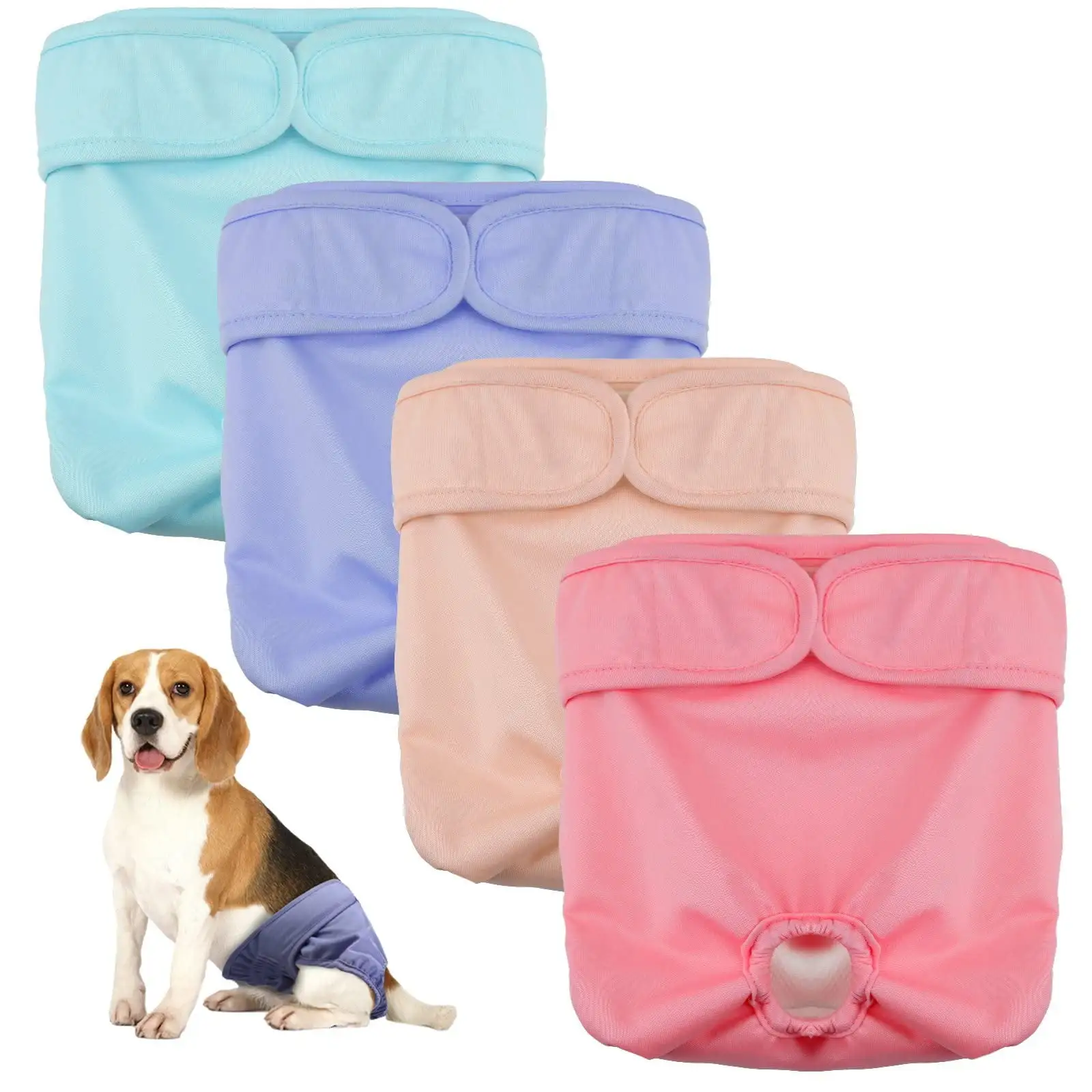 CALHNNA 4 Pack Highly Absorbent Reusable Dog Period Diaper Female Doggie Diapers for Heat Cycle