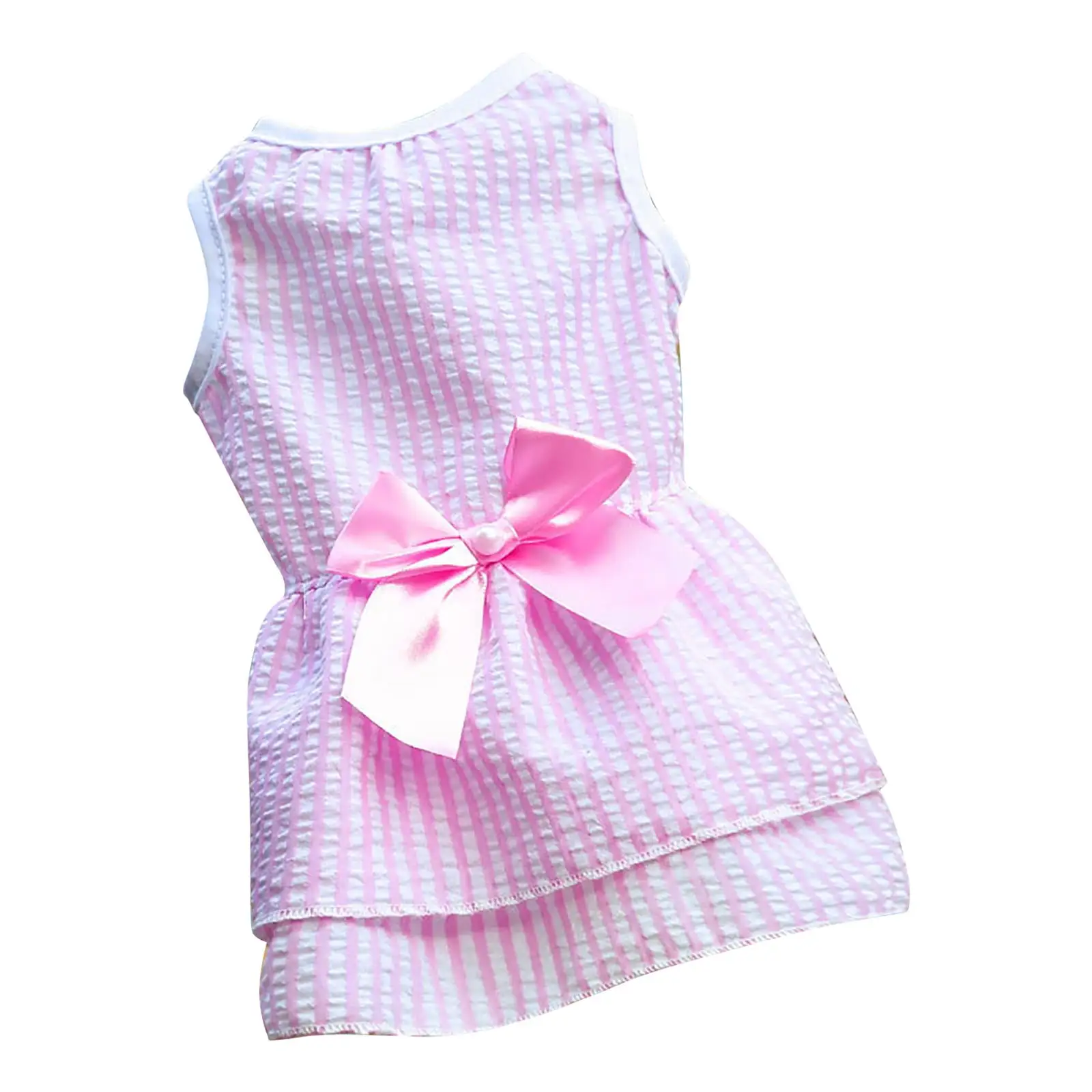 CICRKHB Dog Dress Pet Dress Comfortable Fashion Breathable Bow Tie Dog Cat Thin Clothing Pet Supplies Pink