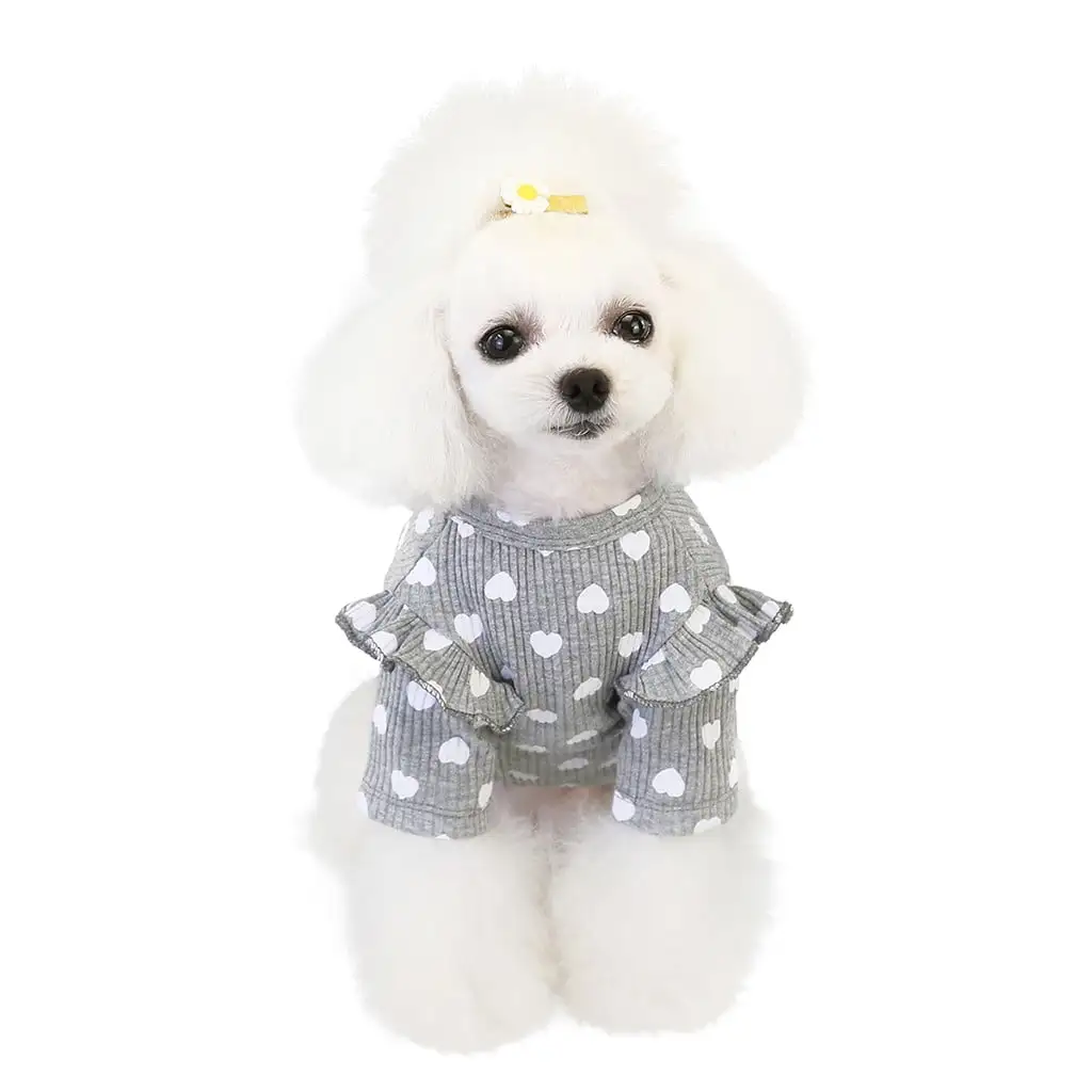 CICRKHB Small Dog Sweater Pet Clothes Autumn Winter Winter Pet Clothes Love Bottoming Shirt Pet Supplies Grey