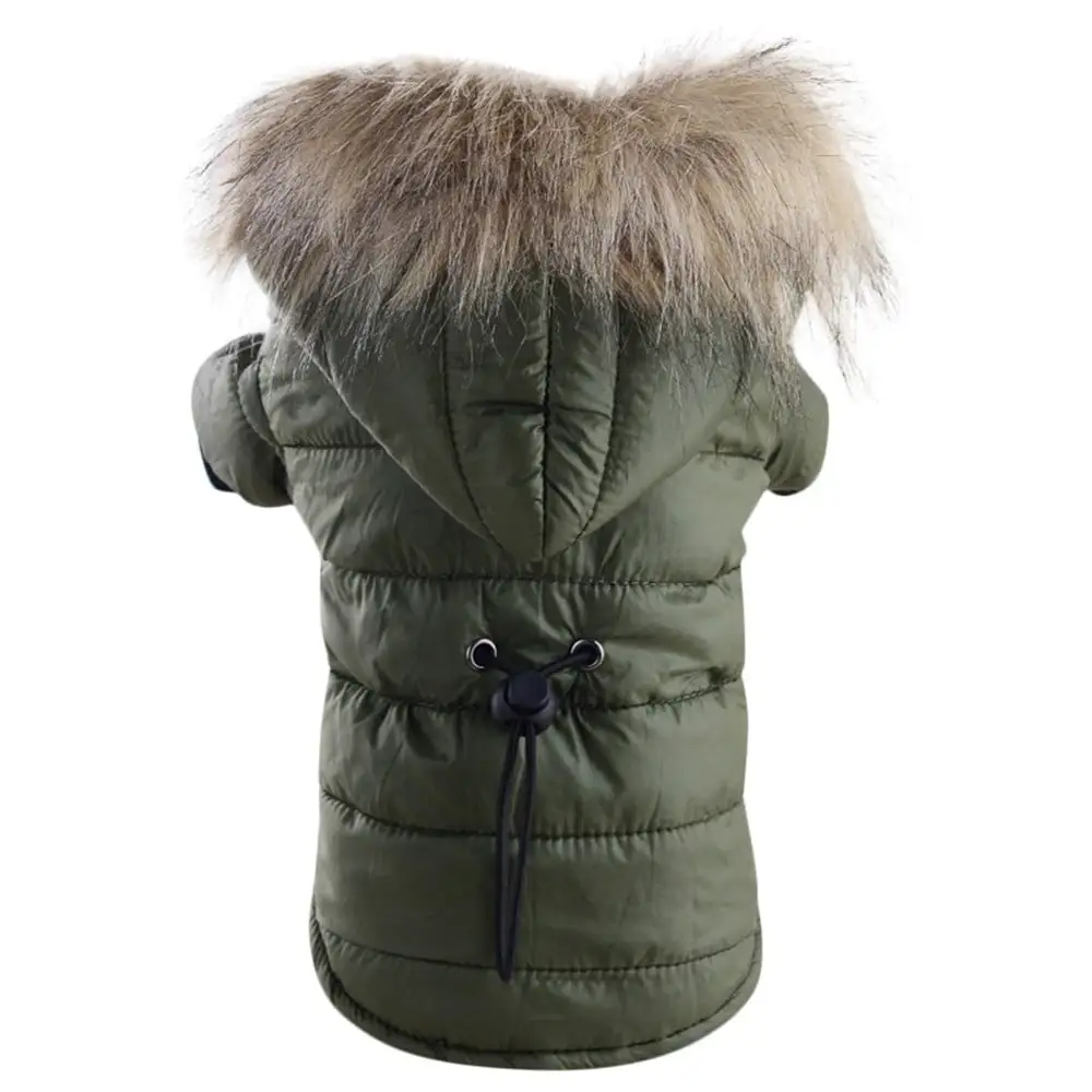 CICRKHB Small Dog Sweater Pet Dog Warm Down Cotton-Padded Jacket Costume Puppy Winter Clothe Hoodie Coats Pet Supplies Army Green