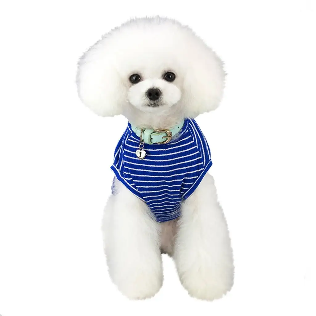 CICRKHB Small Dog Sweater Pet Spring and Summer Solid Color Dog Shirt Costumes Pet Dog Clothes Vest Pet Supplies Blue