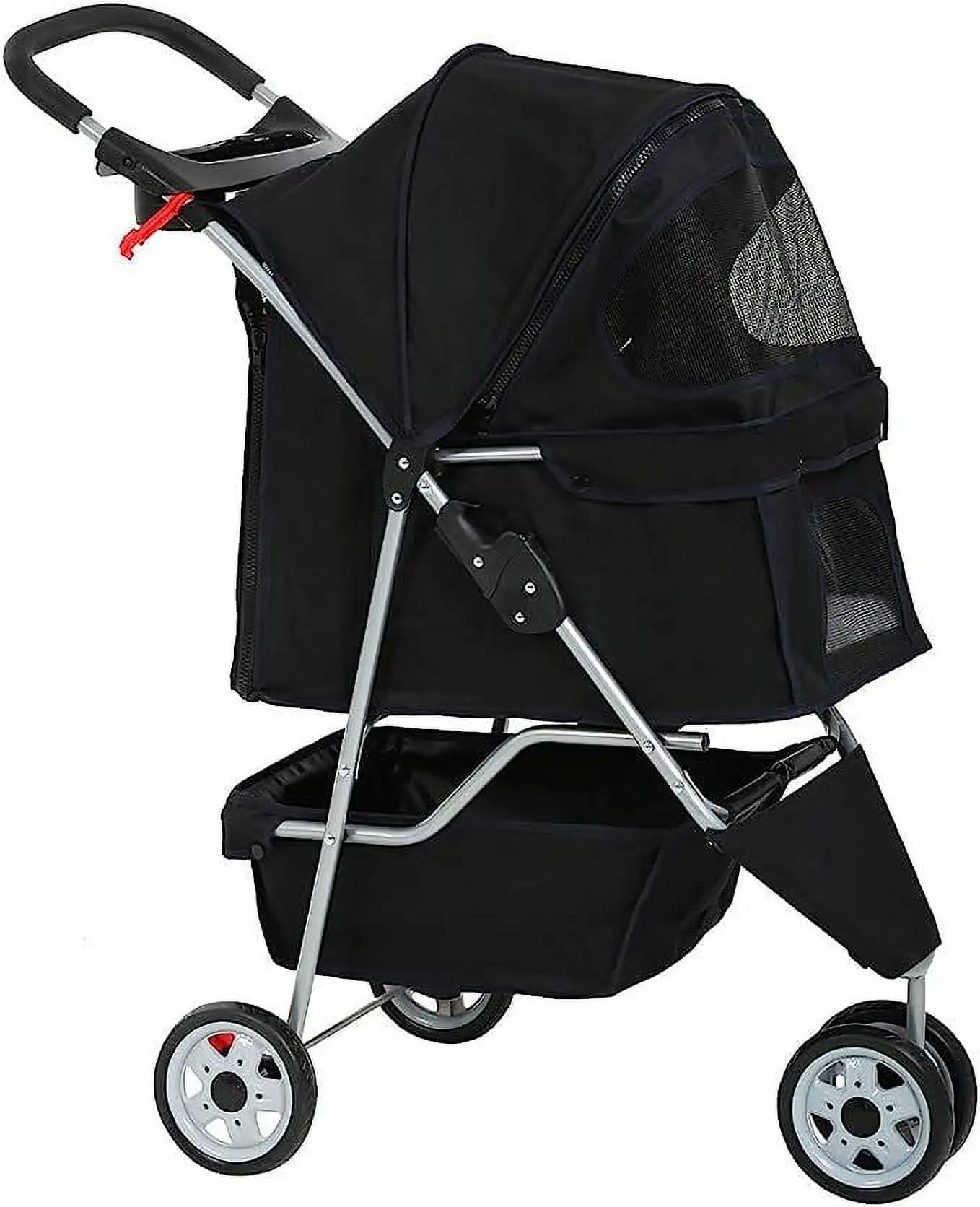 CL.HPAHKL Folding Dog Stroller. Pet Stroller for Small Medium Dogs & Cats. 3 Wheels Dog Stroller Travel Carrier with Storage Basket & Cup Holder.Black