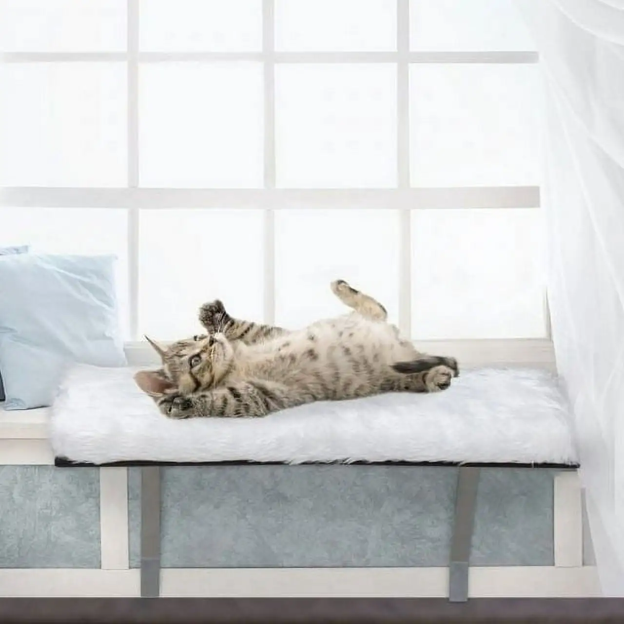 CLEARANCE!Cat Window Perch. Wall-mounted Cat Seat with Soft Cushion and Supporting Feet. White