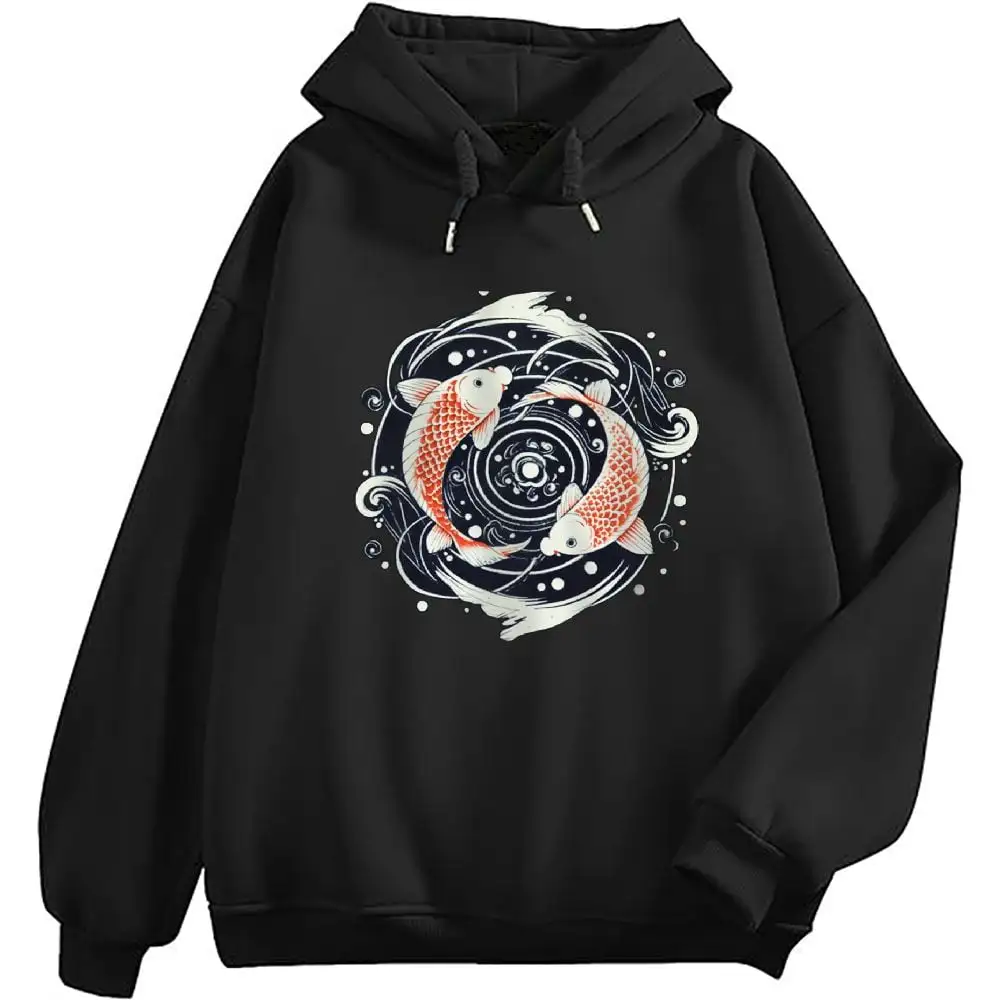 COMIO Retro Koi Fish Funny Fishkeeping Aquarist Aquarium Graphic Pullover Hoodie