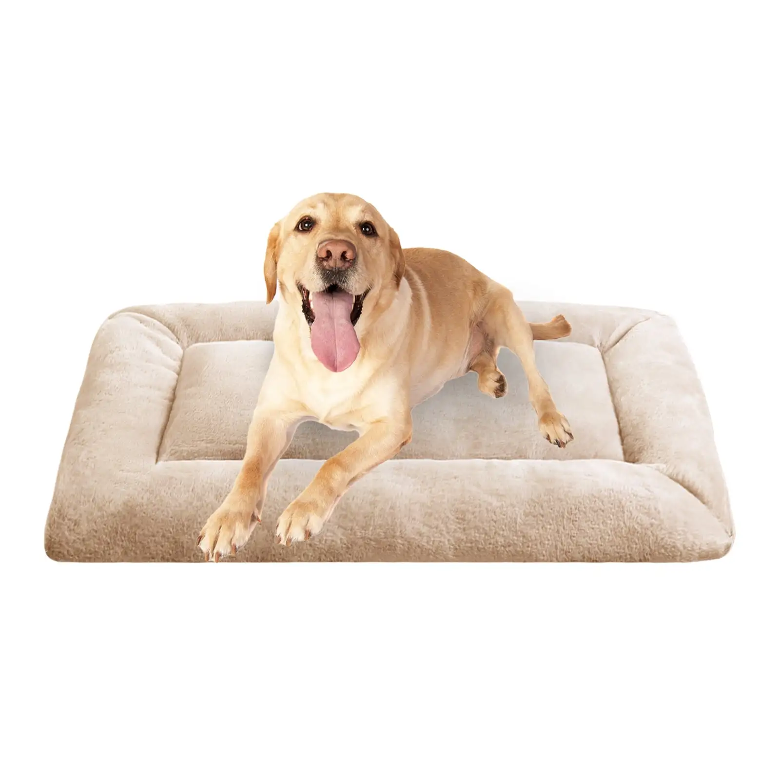 COSYJOY Plush Washable Dog Bed Ultra Soft Dog Crate Mat Kennel Pad.Anti-Slip Pet Sleeping Bed for Small Medium Large Dogs.Beige 42 x 28