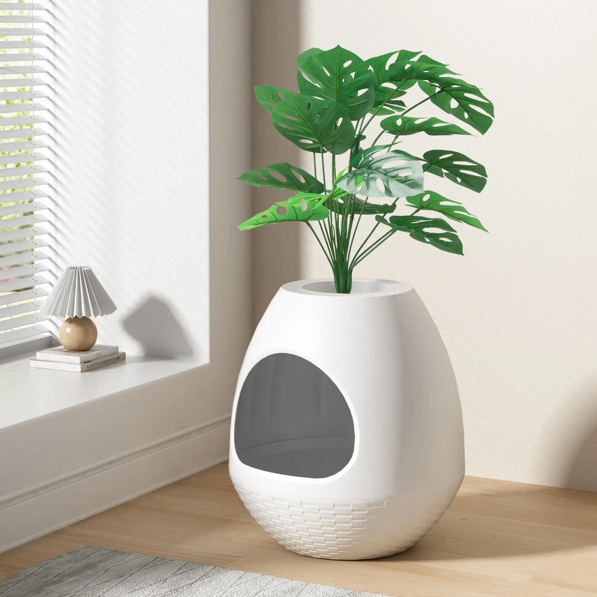 COZIWOW Plant Litter Box. Hidden Cat Litter Box with Artificial Plants. DIY Litter Box Furniture.