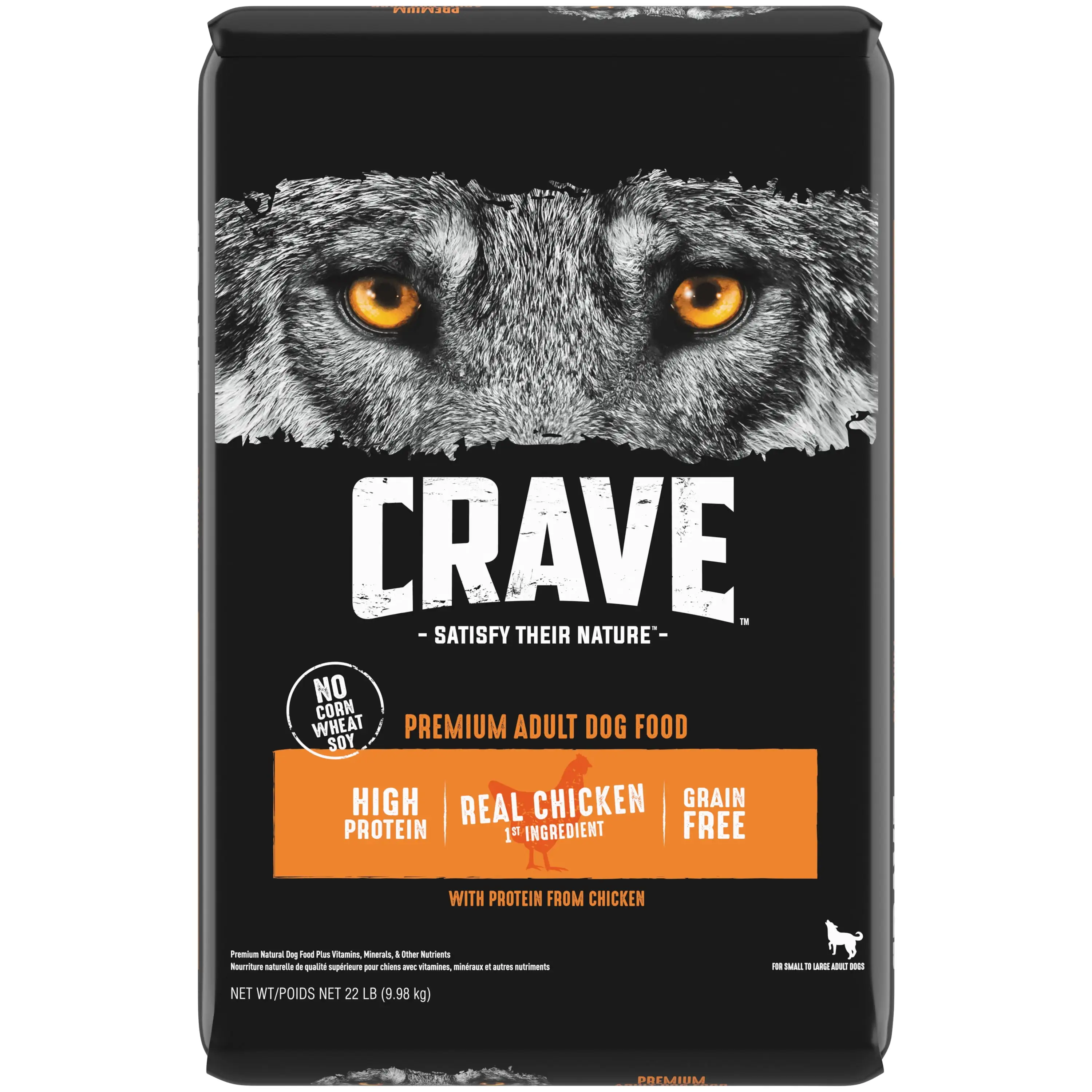 CRAVE Grain Free Adult Dry Dog Food with Protein from Chicken. 22 lb. Bag