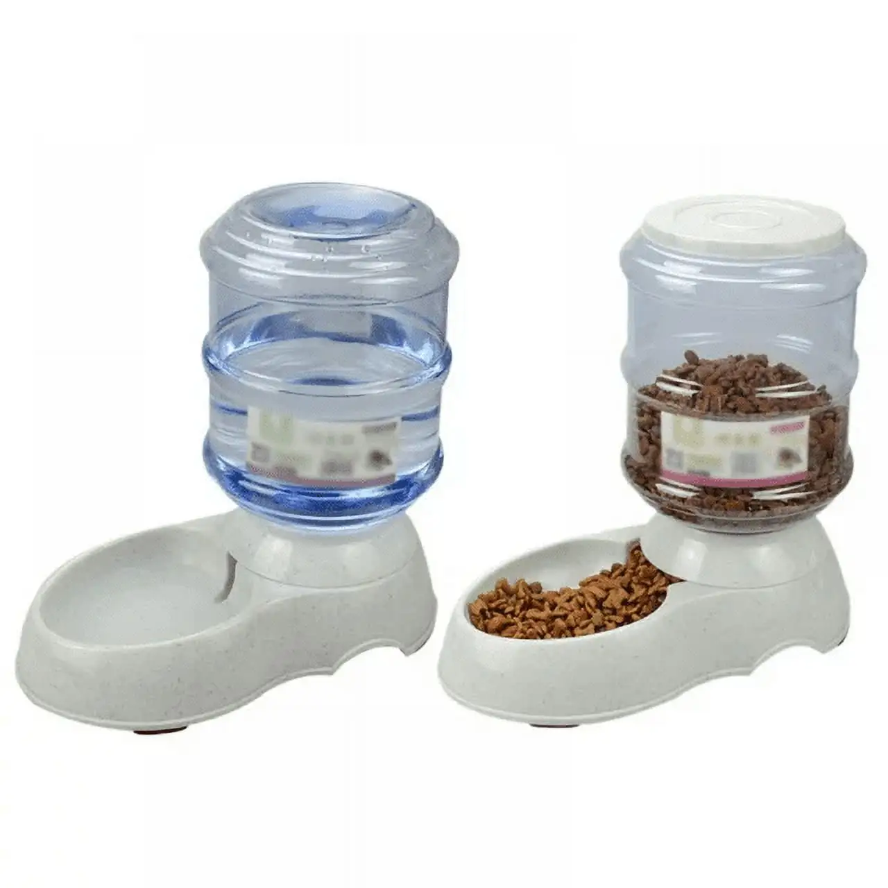 USCCE 2Pc Automatic Pet Cat and Dog Feeders Large Capacity Automatic Feeding Pet Bowls 2PCS/Feeders