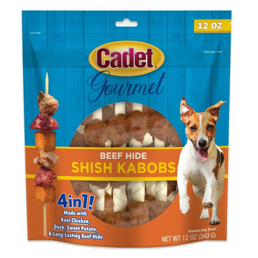 Cadet Gourmet Beef Hide Shish Kabob Dog Treats Beef Hide. 5 in. 12 oz