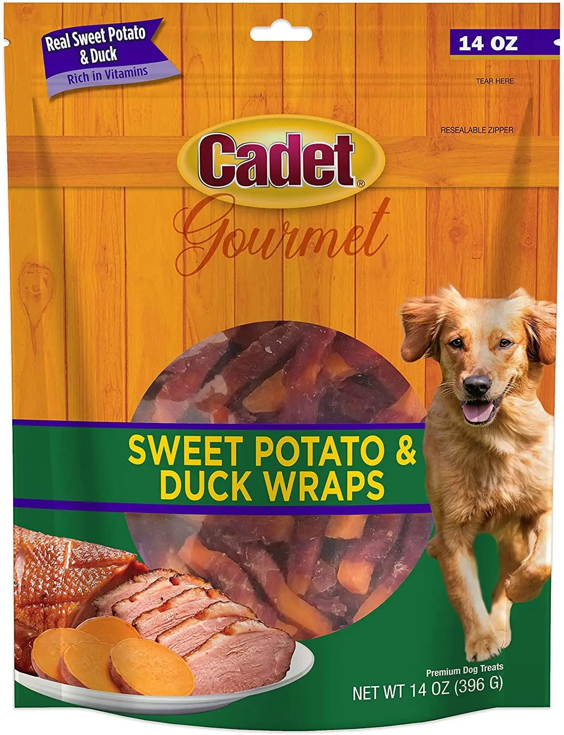 Cadet Gourmet Sweet Potato & Duck Wrapped Dog Treats Wraps. Duck & Sweet Potato. 14oz