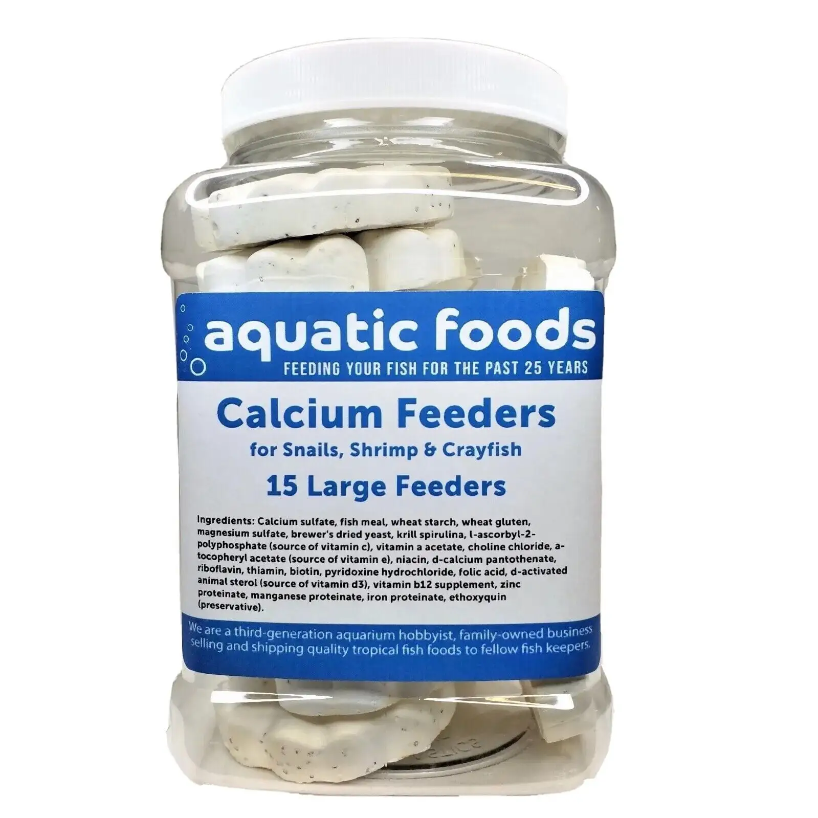 Calcium Feeder Shells for Shrimp. Snails. Crabs. Crayfish. Hermit Crabs and all Tropical Fish. 15 Count Jar of Large