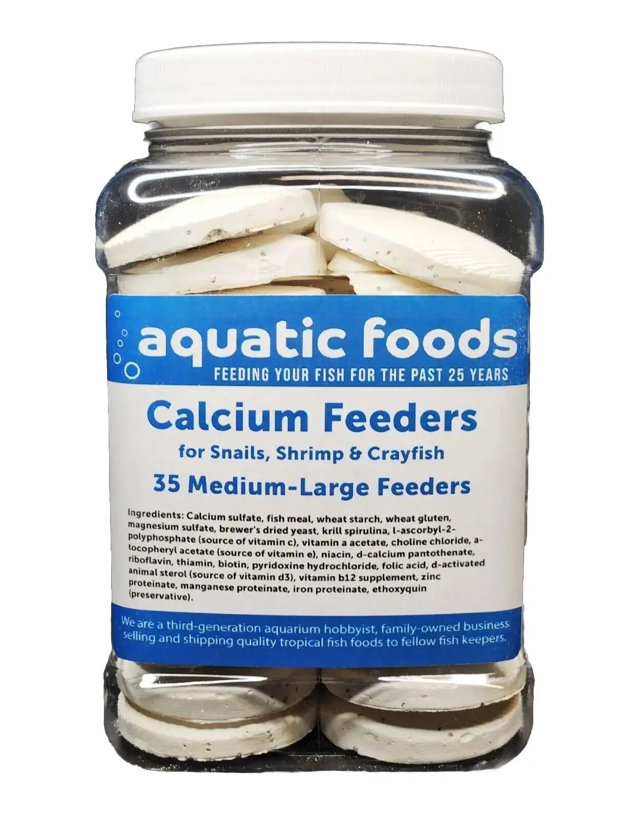 Calcium Feeder Shells for Shrimp. Snails. Crabs. Crayfish. Hermit Crabs and all Tropical Fish. 35 Count Jar of Medium-Large