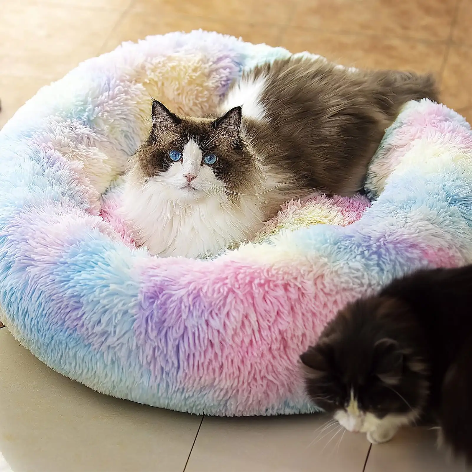 Calming Dog Bed. 24 Plush Active cat Bed. Anti Anxiety Round Donut Dog Bed. Washable and Calm Orthopedic pet Bed. Improve Sleep. Soft cat Litter. Suitable for Small and Medium-Sized Cats and Dogs