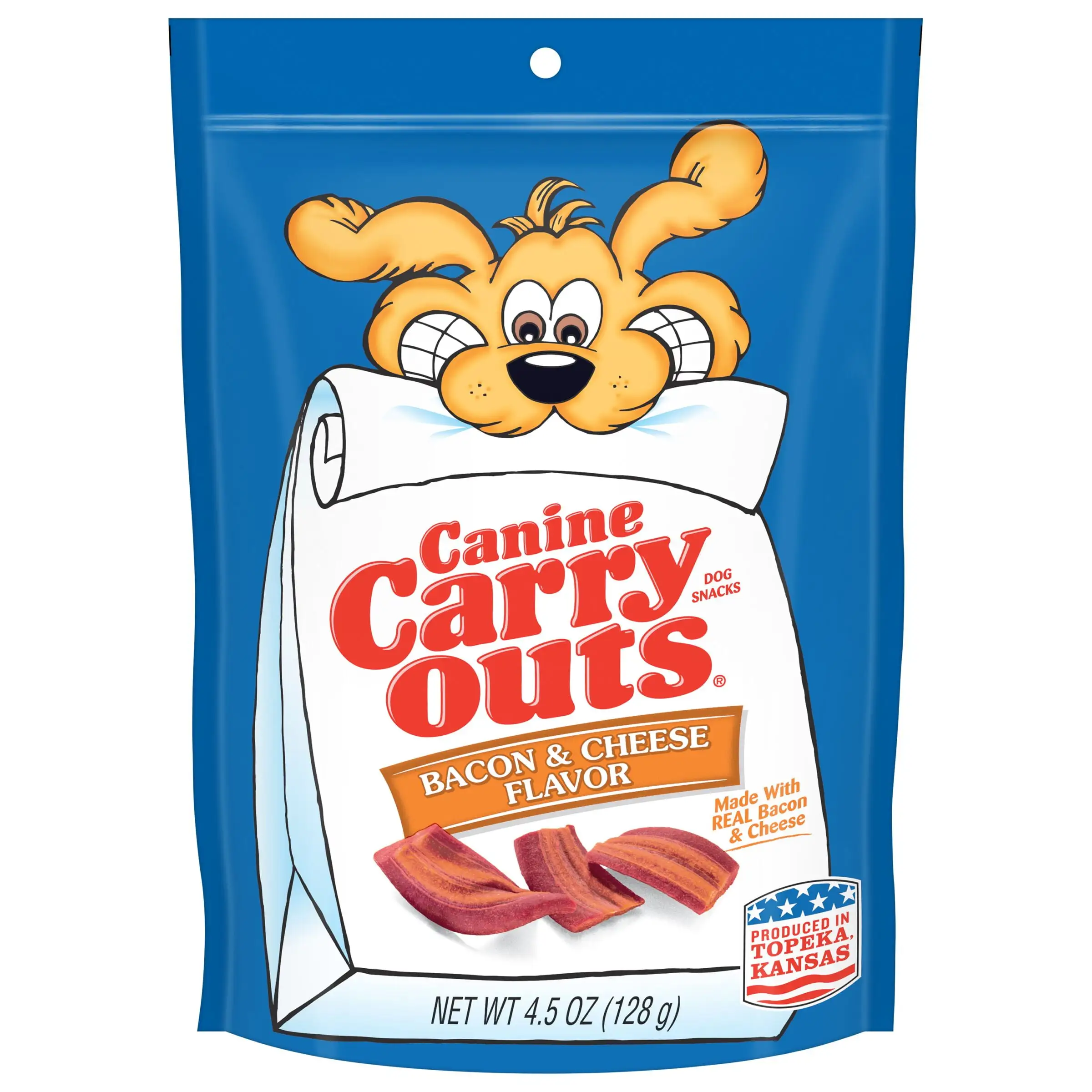 Canine Carry Outs Bacon & Cheese Flavor Dog Treats. 4.5oz