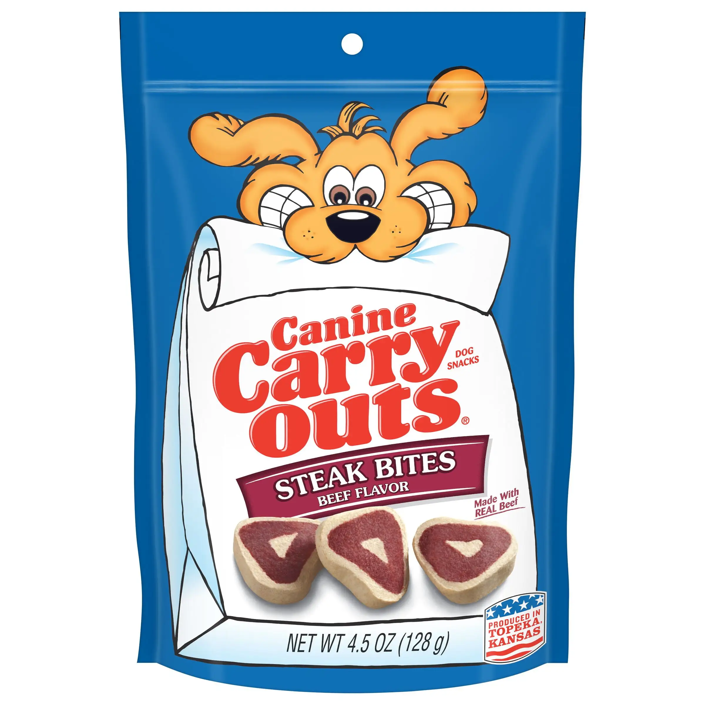 Canine Carry Outs Steak Bites Beef Flavor Dog Treats. 4.5oz Bag