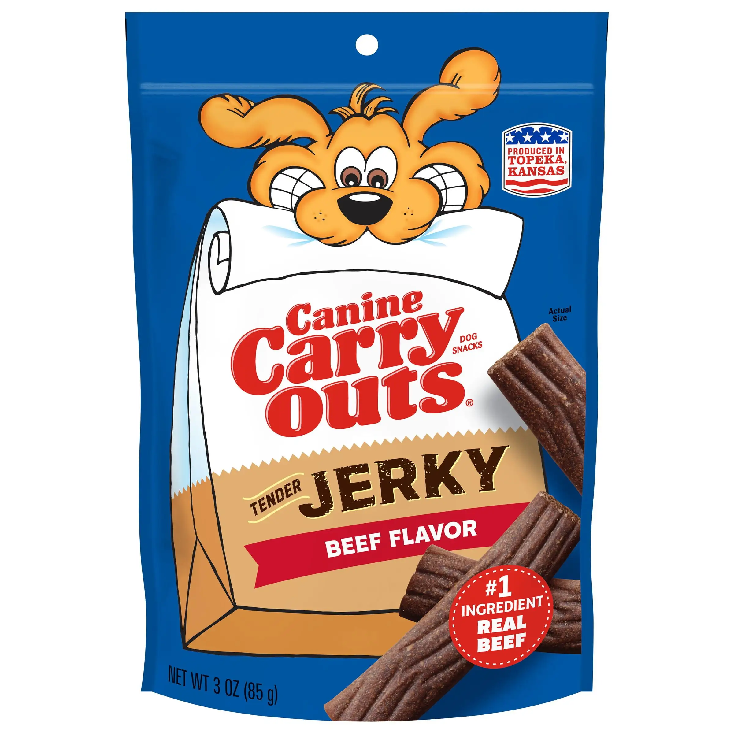 Canine Carry Outs Tender Jerky Dog Treats. Beef Flavor Dog Chews. 3 Ounces