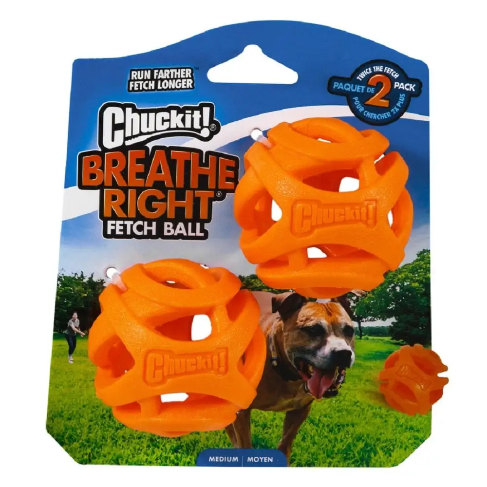 Canine Hardware Inc-Chuckit! Breathe Right Fetch Ball- Orange Medium