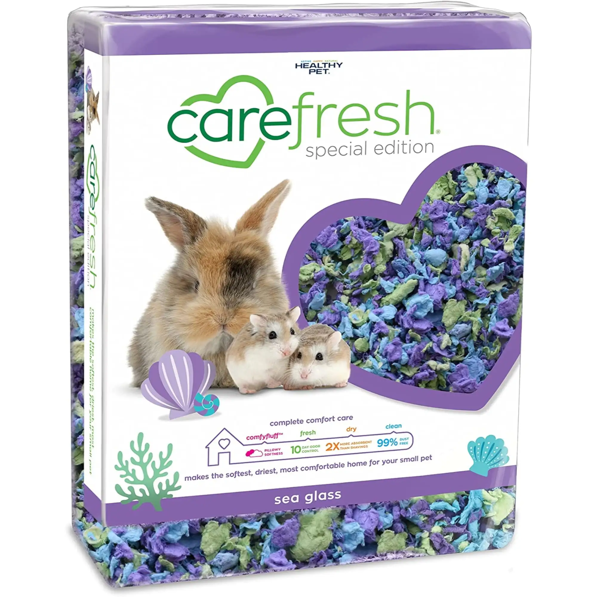 Carefresh Natural Paper Small Pet Bedding with Odor Control. Sea Glass. 50 L