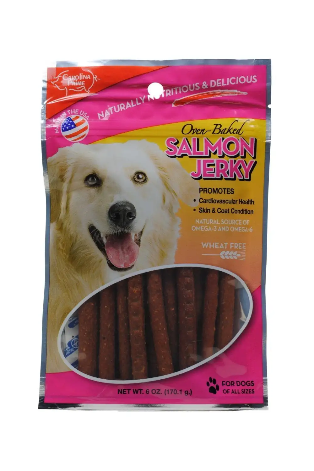 Carolina Prime Oven Baked Salmon Jerky for Dogs. 6oz