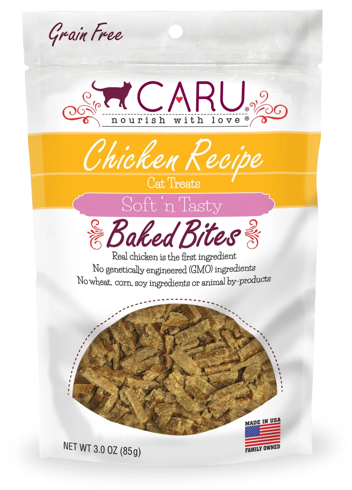 Caru Soft 'n Tasty Chicken Recipe Baked Bites Cat Treats - 3.0 oz