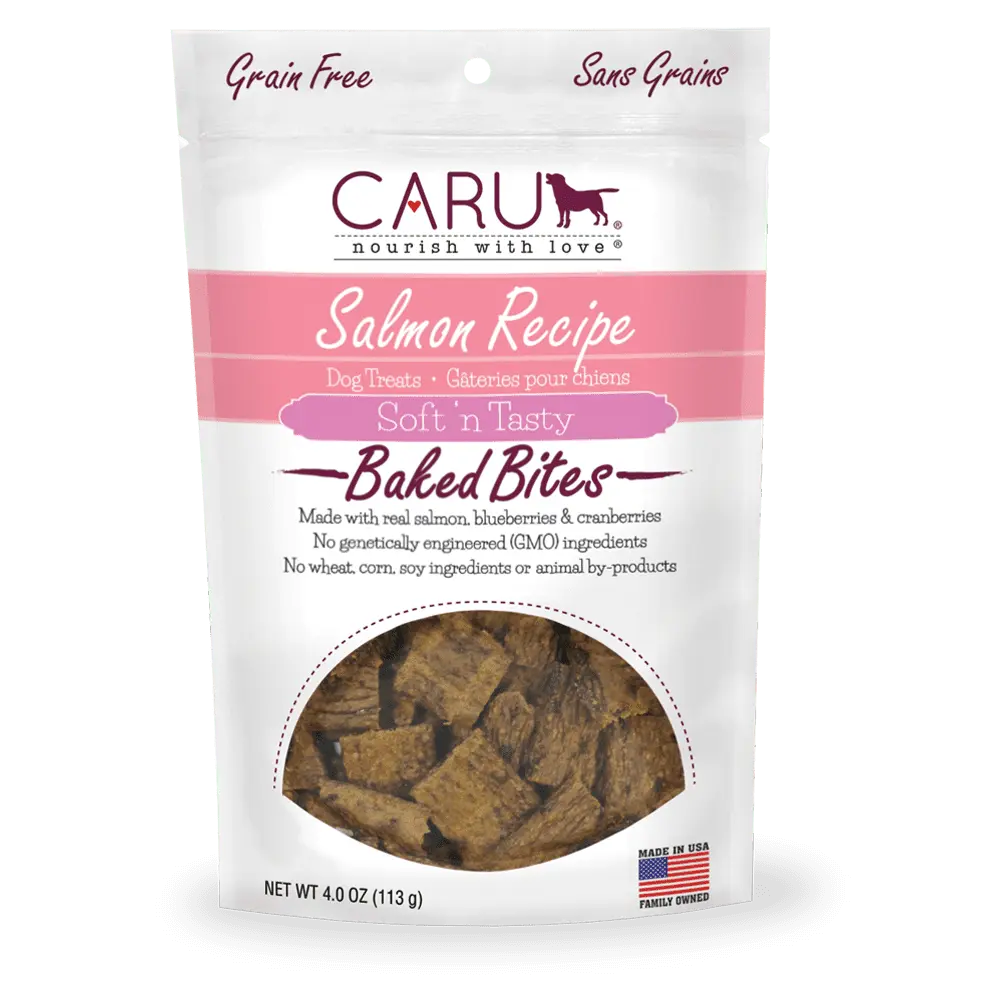 Caru Soft 'n Tasty Salmon Recipe Baked Bites Dog Treats. 4.0 Oz.