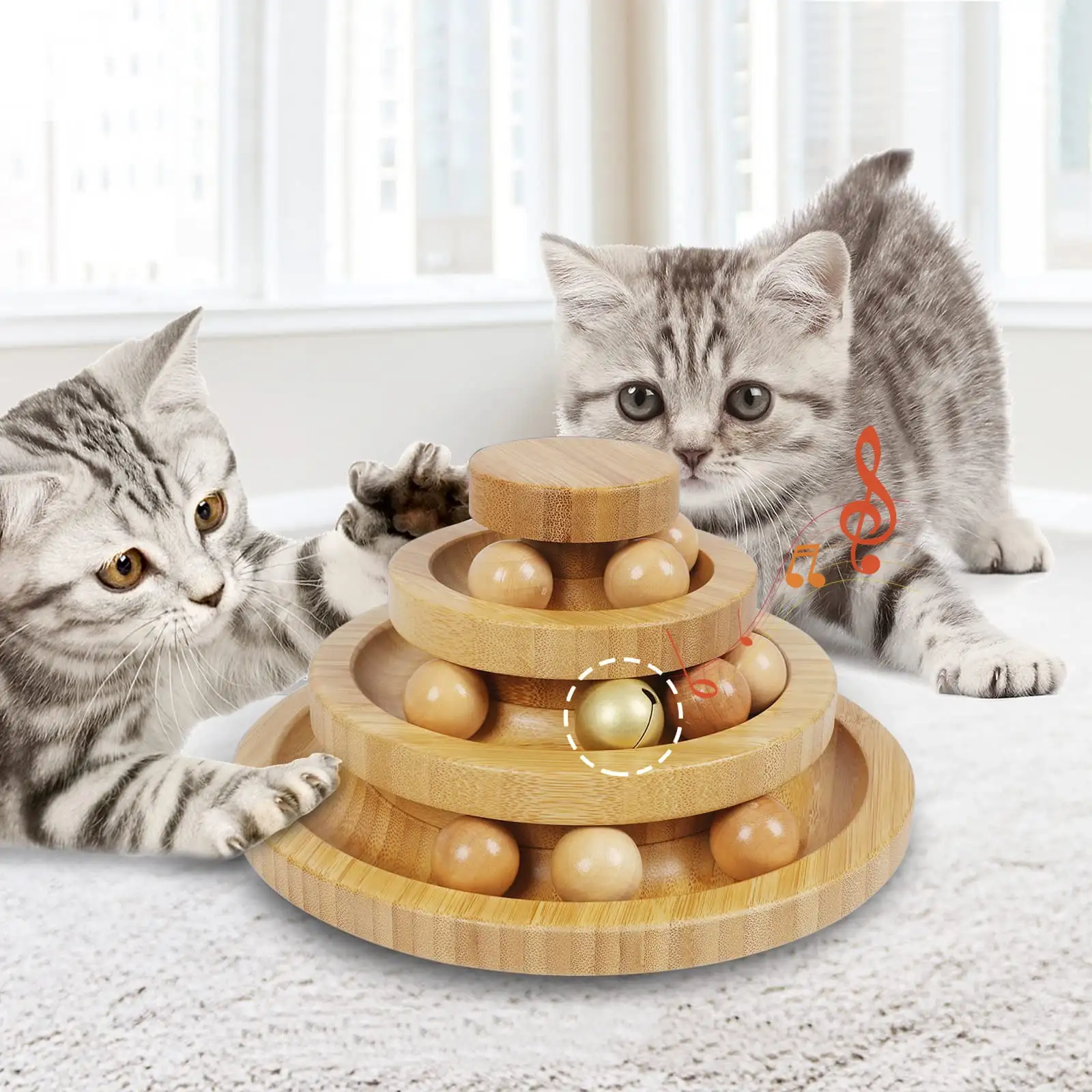 Cat Ball Track.Cat Ball Toy.Kitty Toys Roller.3-Level Cat Ball Tower with 9 Removable Balls.Interactive Cat Toy.Circle Track DIY Fun Toy for Kitten Mental Physical Exercise