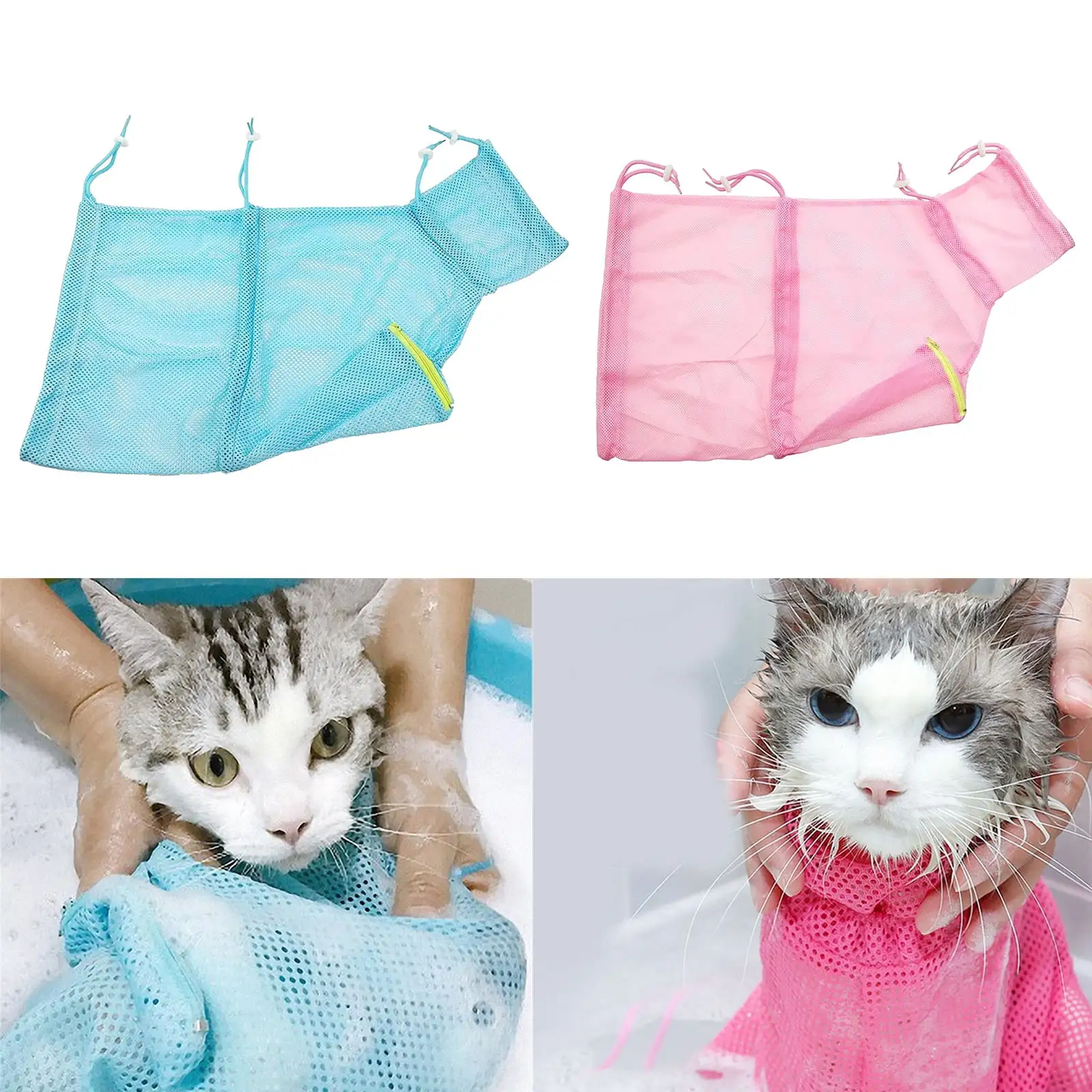 Cat Bathing Bag.Cat Shower Net Bag.Anti-Bite.Anti-Scratch Restraint Adjustable Multifunctional Bag for Bathing. Nail Trimming. Pet Examination. Ears Clean By Stuffygreenus