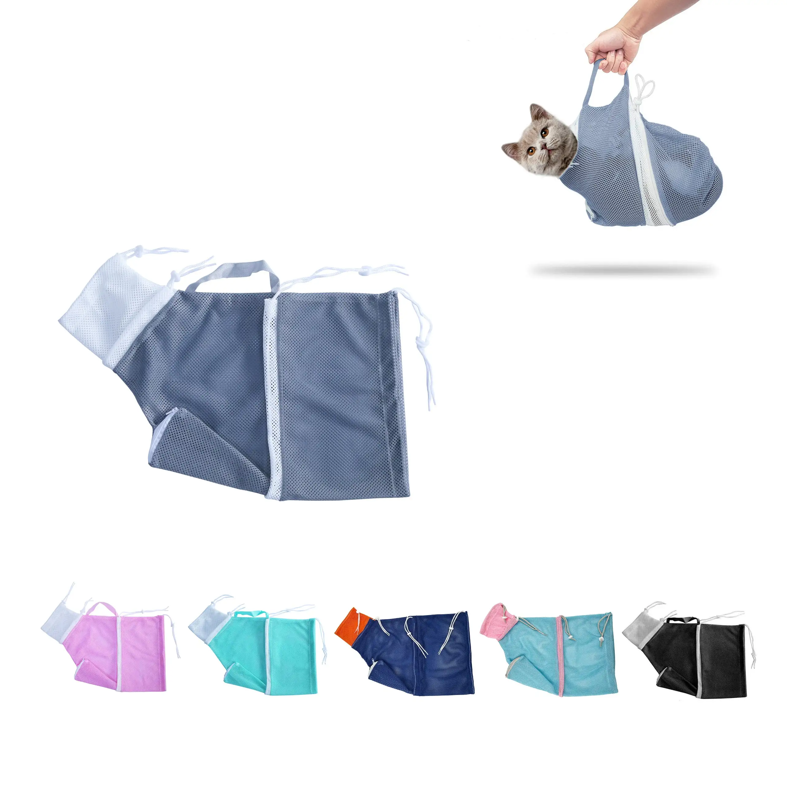 Cat Bathing Bag. Grooming Net Bag Adjustable Breathable Anti-bite and Anti-Scratch Washing Mesh Bag for Shower. Nail Trimming. Injection