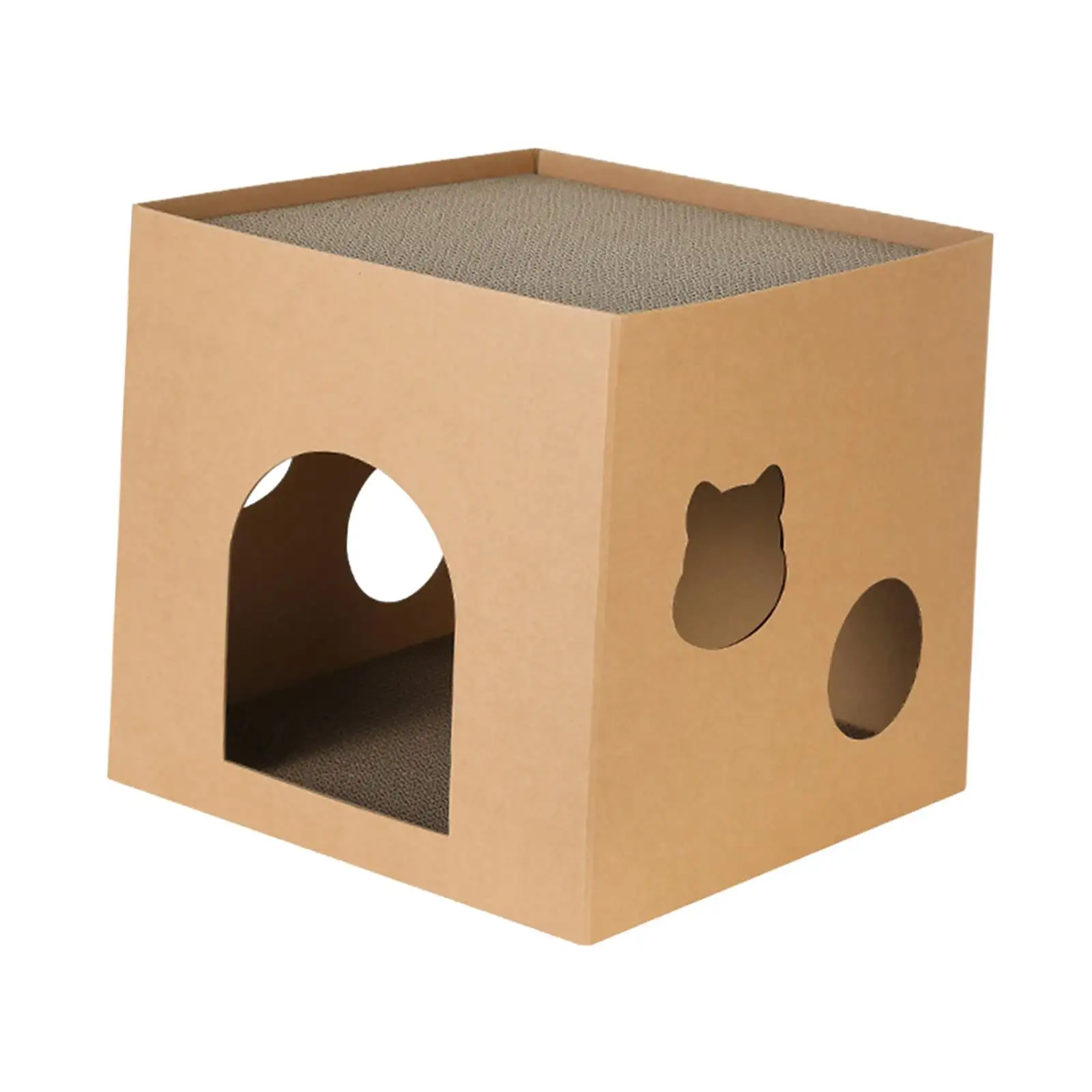 Cat Cardboard Scratcher. Cat Cardboard House with Scratch Pads Cat Box Cats Bed for Indoor. Hideout for Cat Rabbit Bunny Brown S