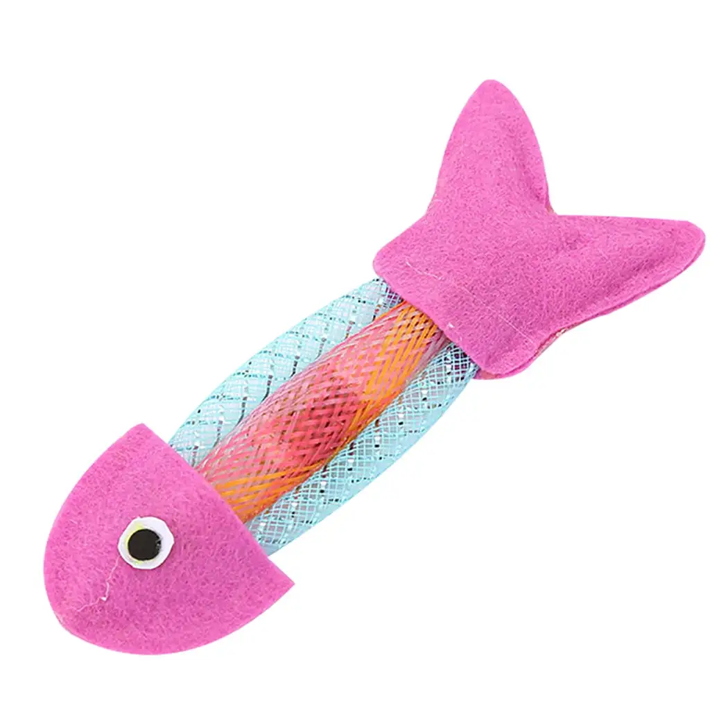 Cat Chewing Toy Cloth Silvervine Fish Shaped Kitten Chew Toy Cat Teething Toy