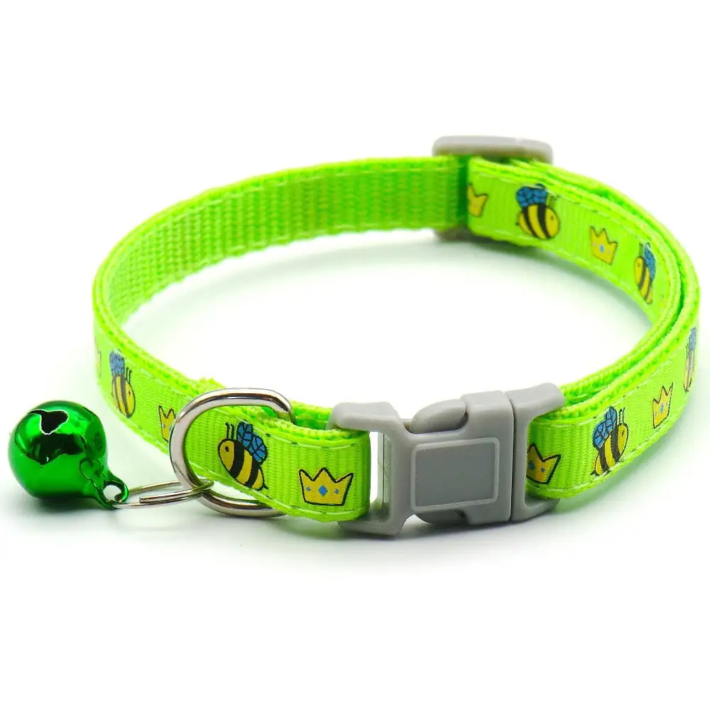 Cat Collars with Bells.Safety Buckle Kitten Collar.with Name Tag.Adjustable.Ideal for Girl Cats Male Cats.Pet Supplies.Stuff.Accessories - Fluorescent green