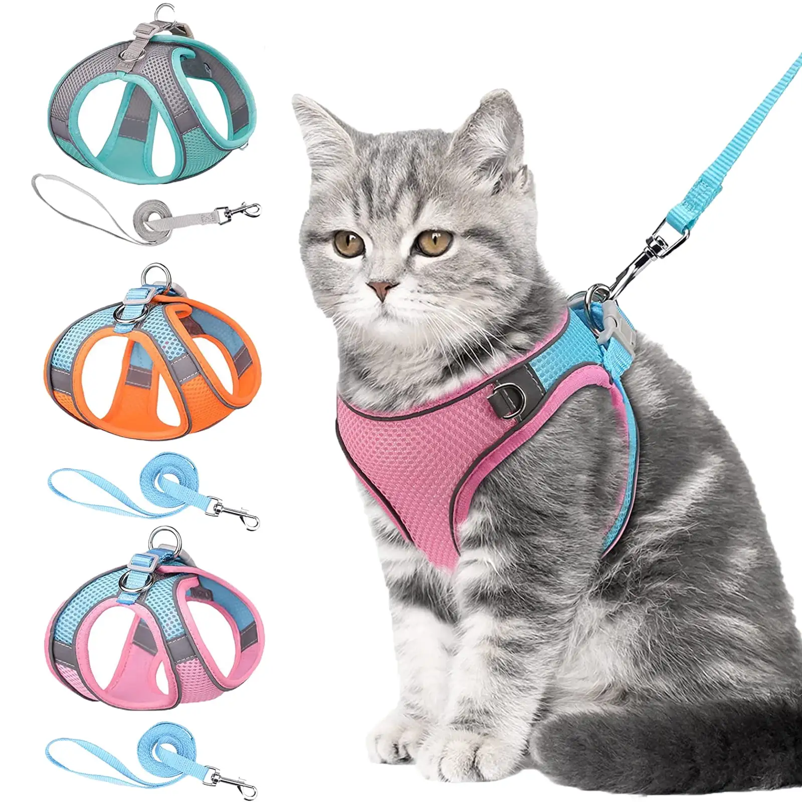 Cat Harness and Leash. Escape Proof Cat Vest Dog Walking Leash and Harness Set. Adjustable Step in Pet Harness. Reflective Breathable Easy Control Vest for Small Large Kitten Dog Outdoor. Pink 2XS