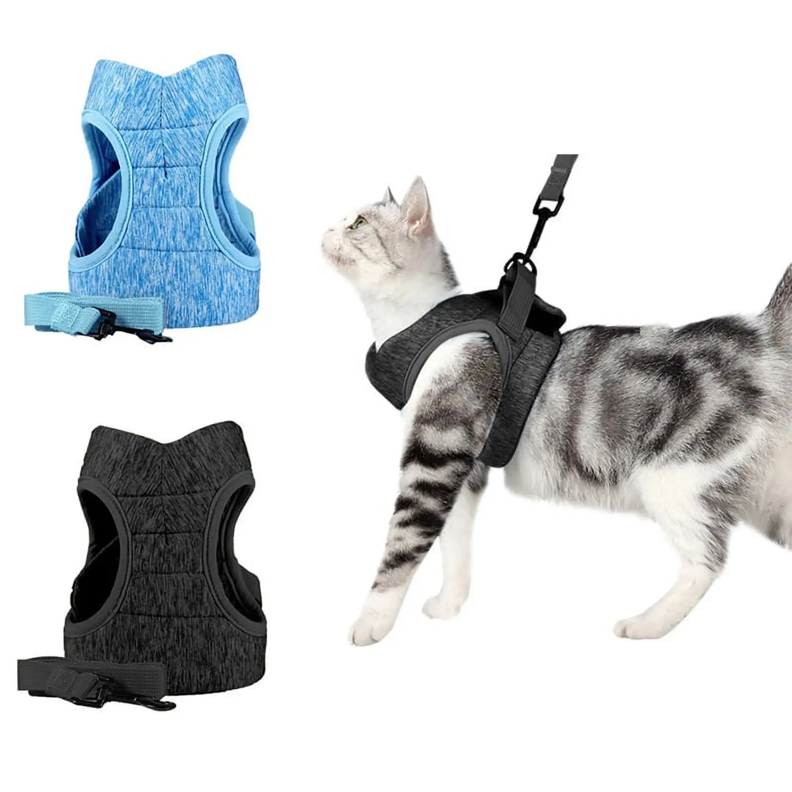 Cat Harness and Leash for Walking. Escape Proof Soft Adjustable Vest Harnesses for Cats. Easy Control Breathable Jacket. Black. (S) for 2-7 lb Cat