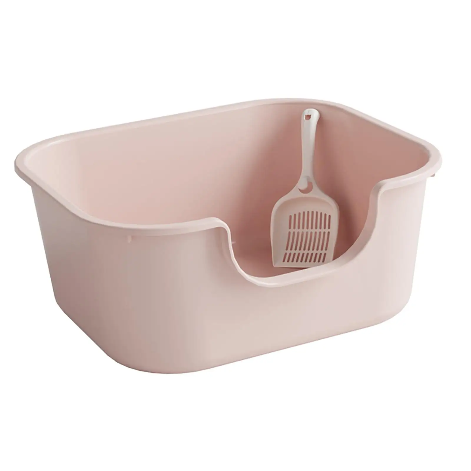 Cat Litter Basin Cat with High Side Splashproof Kitty Litter Pans Open Top Pet Litter Tray for Small and Large Cats Pink