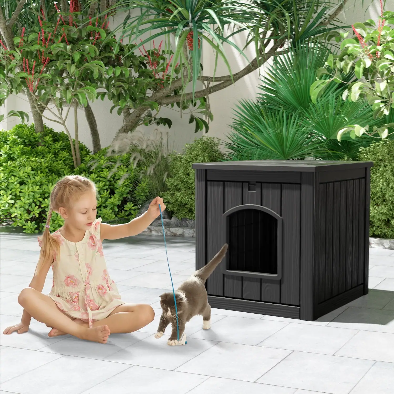 Cat Litter Box Furniture.Cat Washroom Litter Box Enclosure.Wooden Cat House Nightstand End Table.Indoor Cat Furniture Cabinet Pet Crate Black