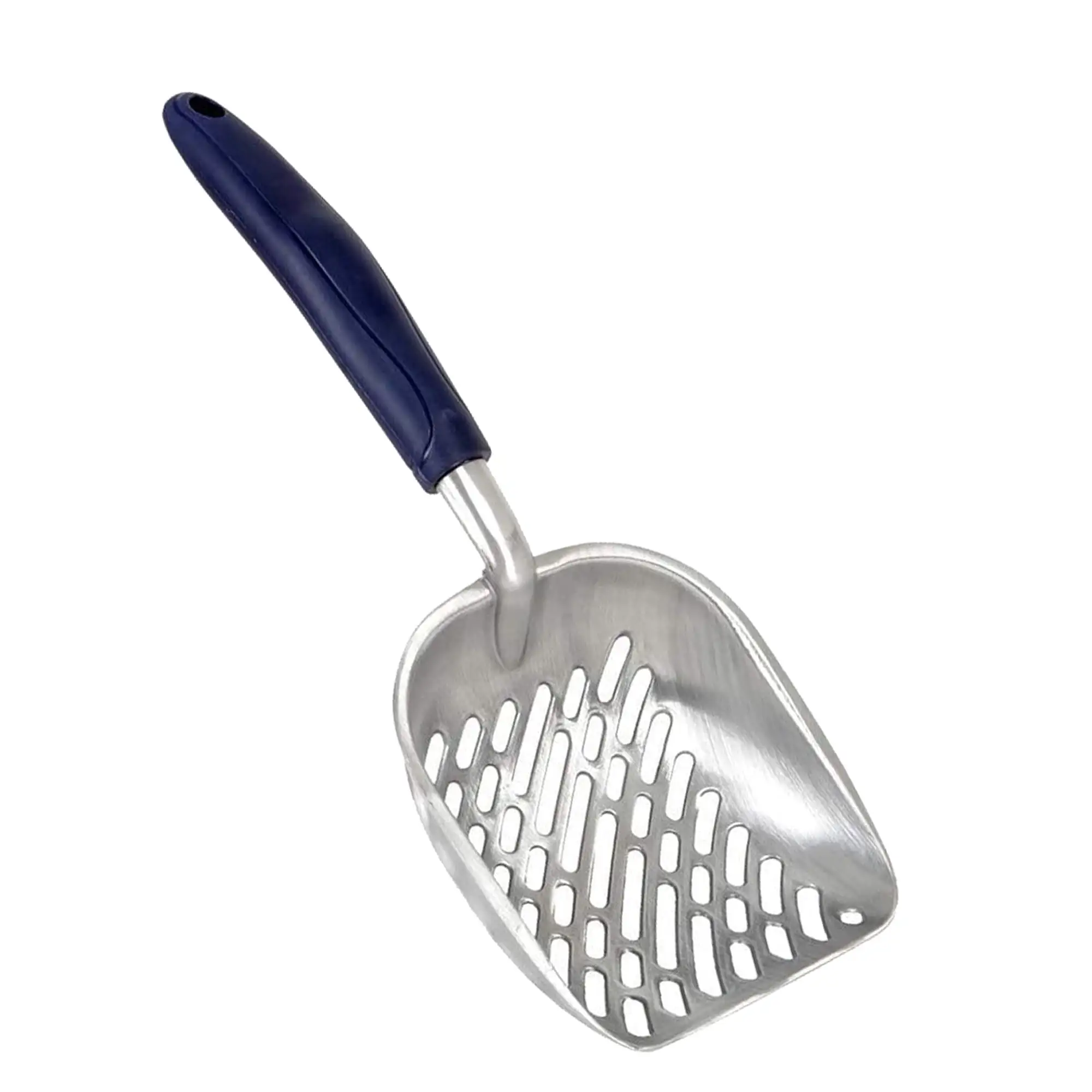 Cat Litter Scoop Metal. Poop Sifter with 1.6Deep Shovel for Kitty. Flexible Long Handle