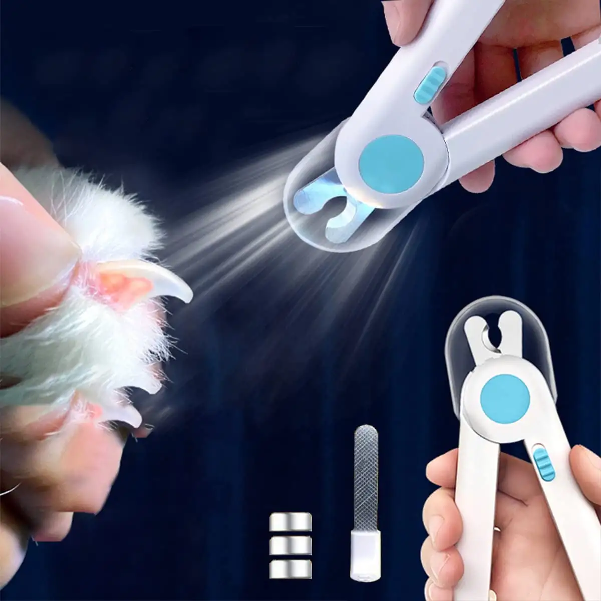 Cat Nail Clipper with Safety Guard. Pet Toenail Clippers with Light. LED Claw Clipper for Small Dogs with Nail File Comb