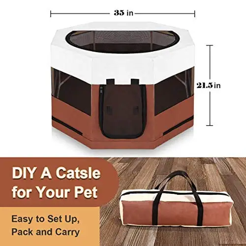 Cat Playpen for Small Animals Wood Frame Cats Cage Indoor Kitten Crate Dog Play Pens for Puppy Large Size Sturdy Struction Long Lasting Use