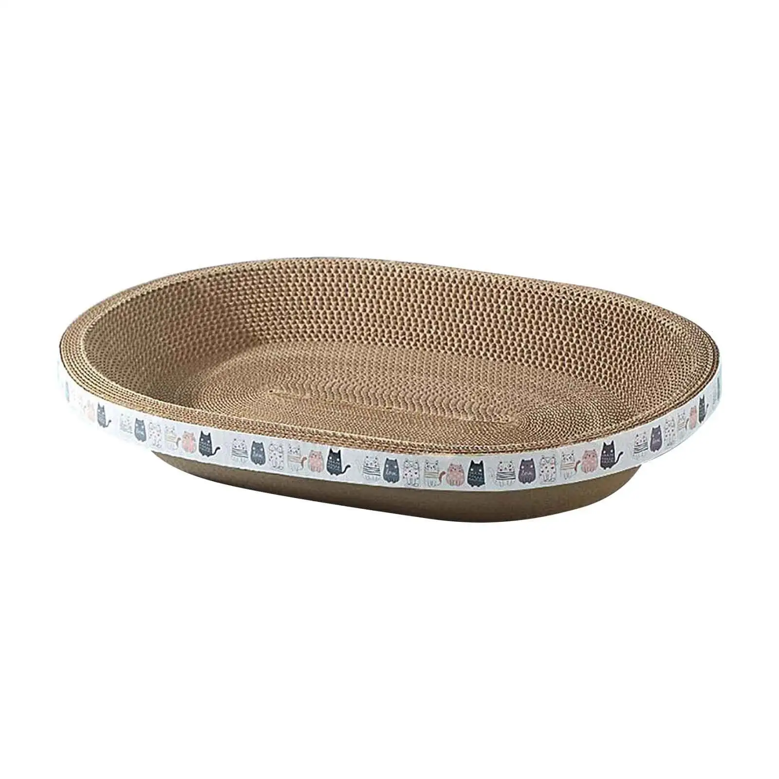 Cat Scratcher Cardboard.2 in 1 Oval Cat Scratch Pad Bowl Nest for Indoor Cats Grinding Claw.Round Cat Scratching Board Corrugated Lounge Cat Beds&Furniture Protector for Couch & Carpets & Sofas