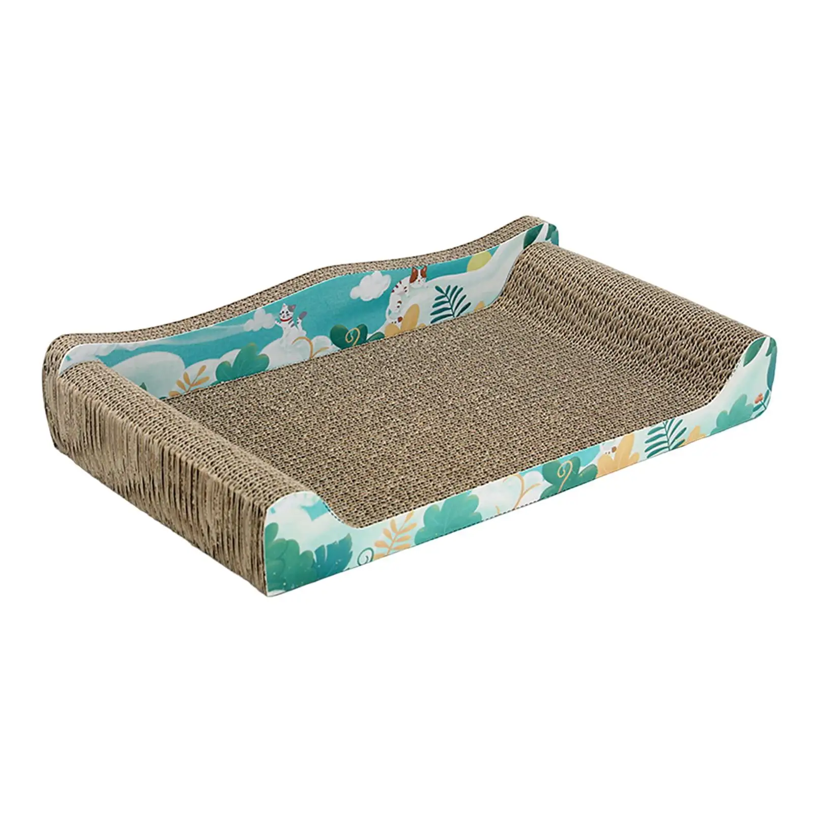 Cat Scratcher Cardboard Pet Bed Cat Scratch Bed for Indoor Cats Kittens Rest Blue 50cmx27cmx9cm