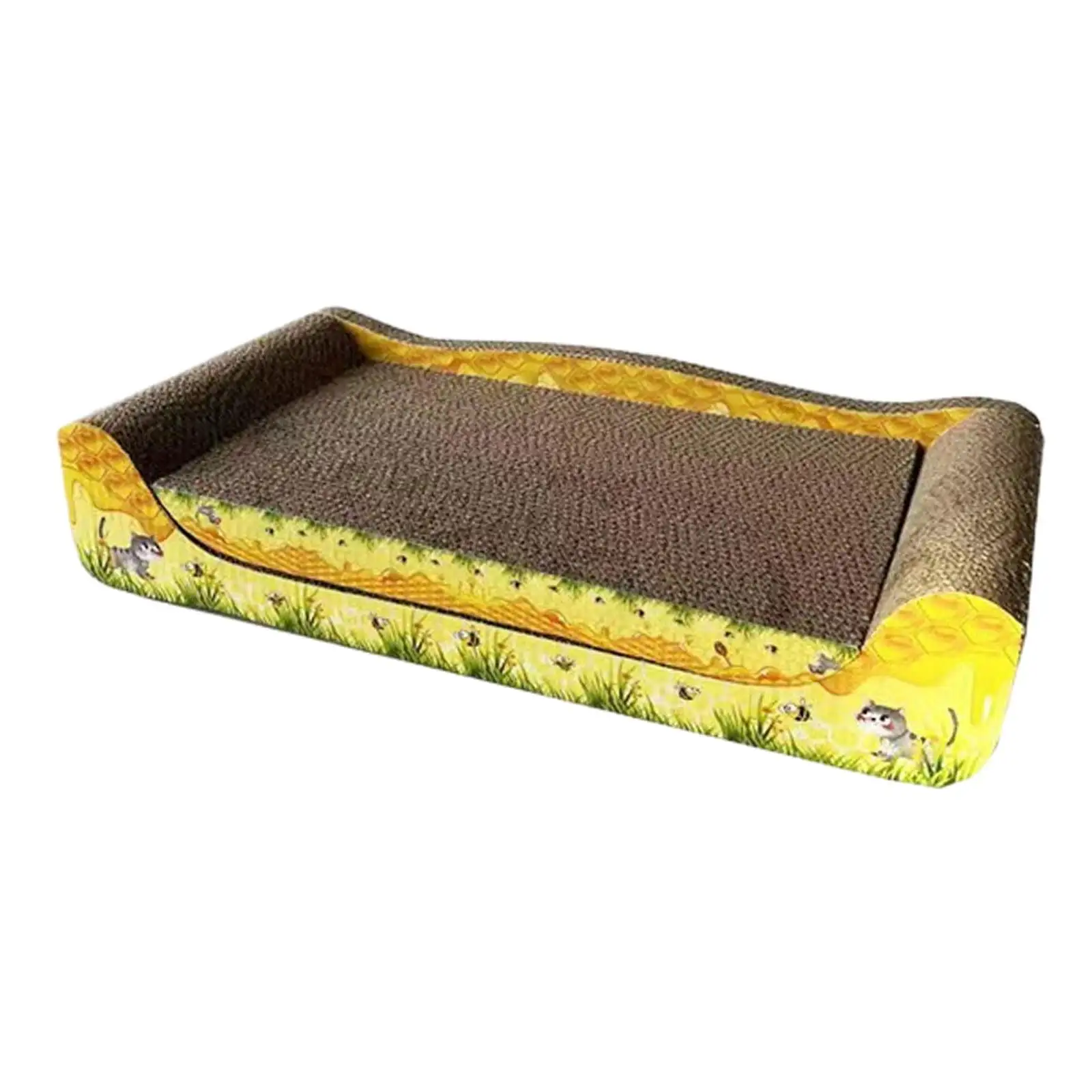 Cat Scratchers Cardboard Pet Sleeping Bed Cat Sofa for Indoor Cats Rest Play L with mat