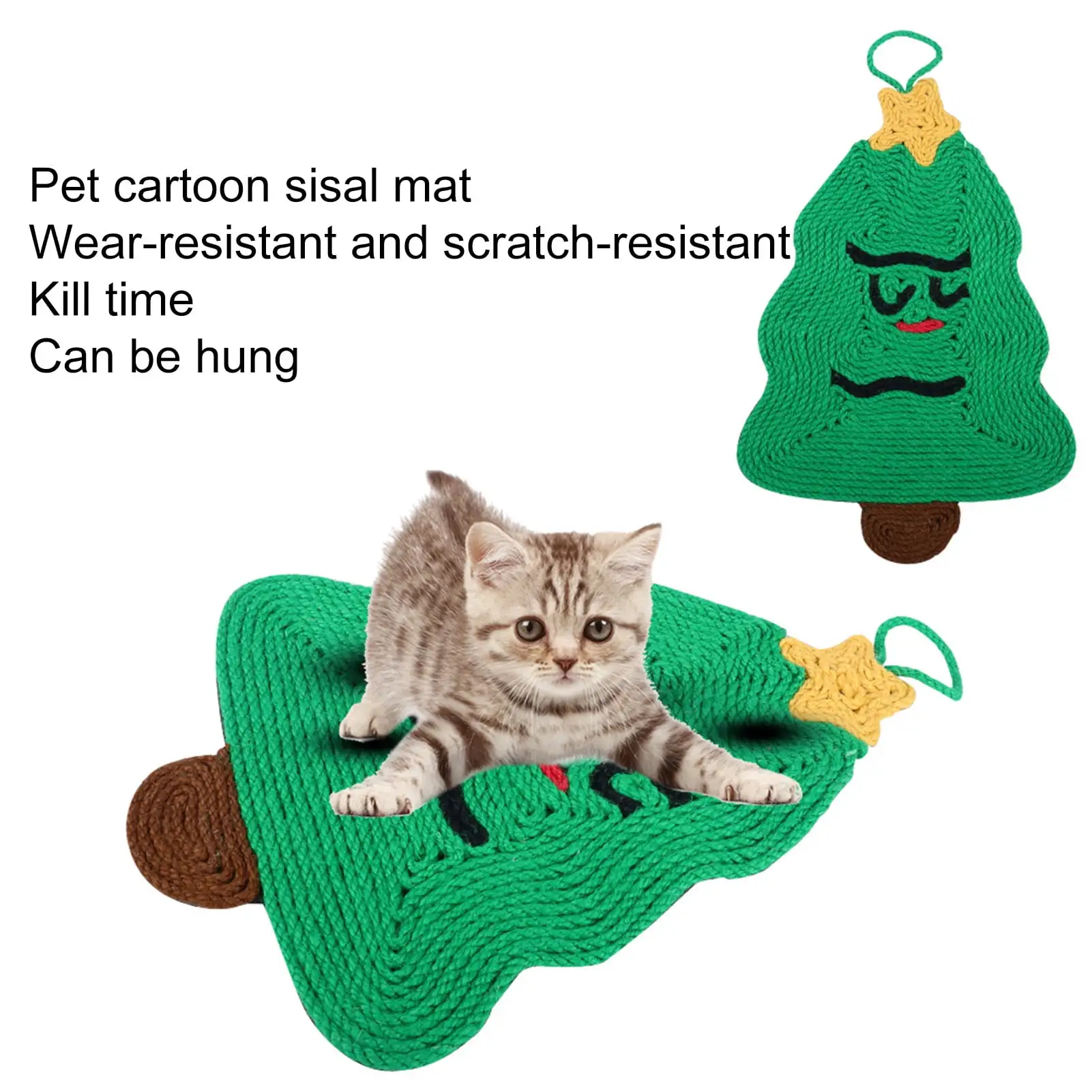 Cat Scratching Mat Thickened. Non-Slip - Hanging Christmas Tree Mat for Furniture Protection. Claw Grinding. and Training - Kitten Scratch Toy - Pet Sisal Scratcher Board - Pet Supplies